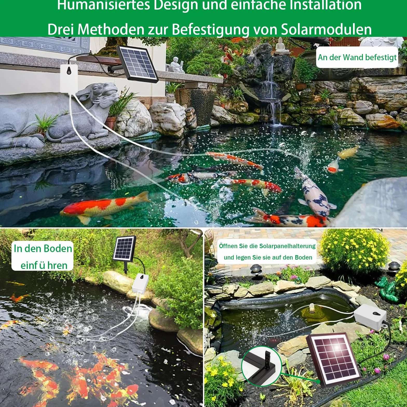 Pompe à air solaire 2W pour aquarium, aérateur de pêche avec tube et pierres à bulles, chargement USB
