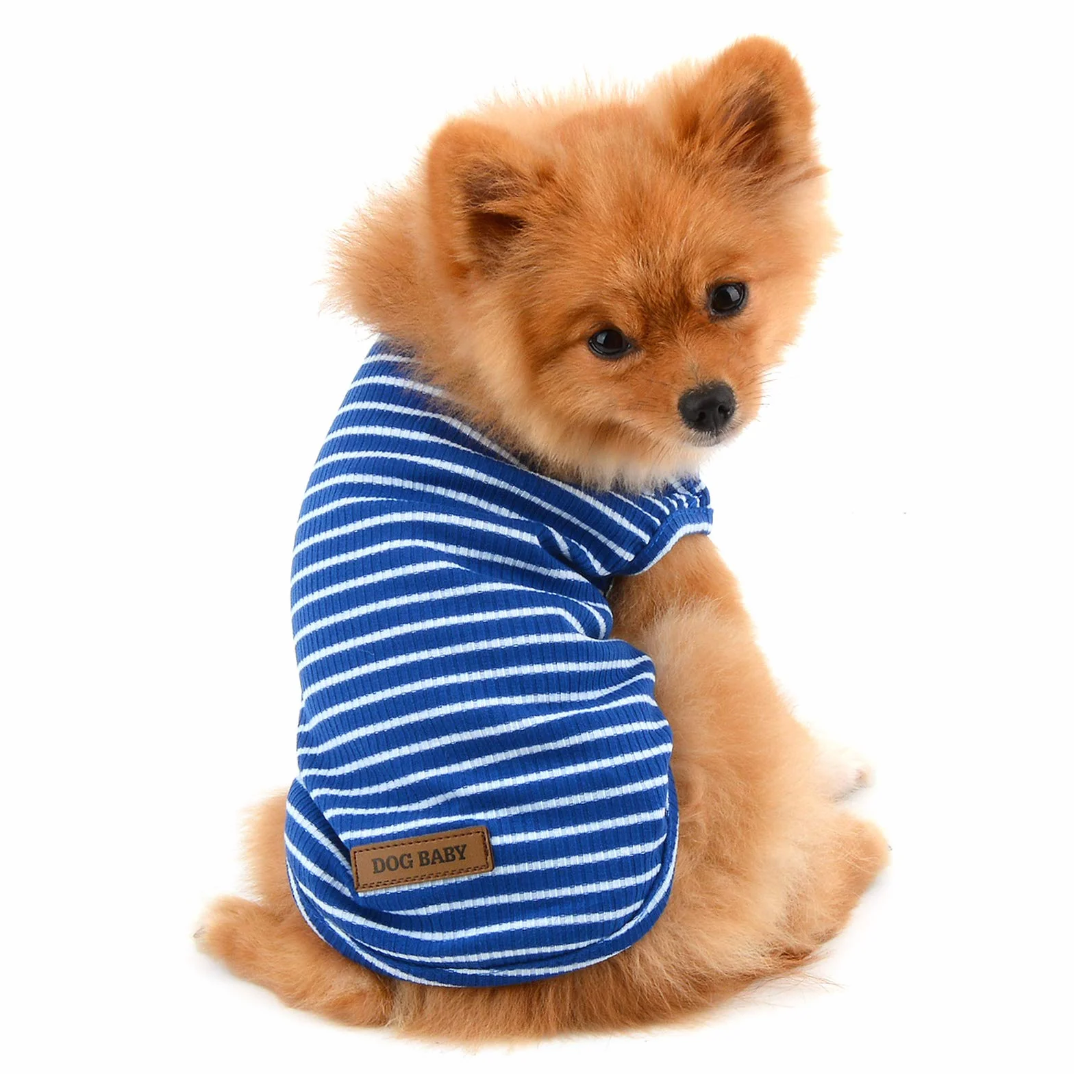 PAIDEFUL Vêtements pour Petits Chiens Garçon Fille été rayé Chiot t-Shirt Gilet Respirant Coton sans Manches Chihuahua Yorkshire Bleu M