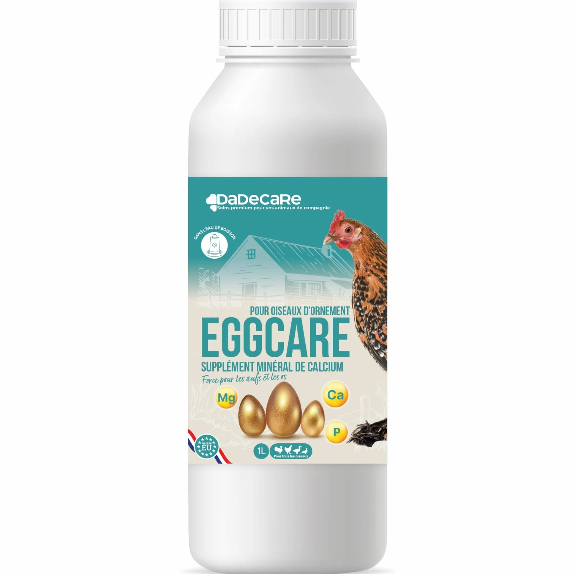 Eggcare Calcium pour Oiseaux 1 l avec minéraux et vitamines – Œufs sains et coquilles résistantes