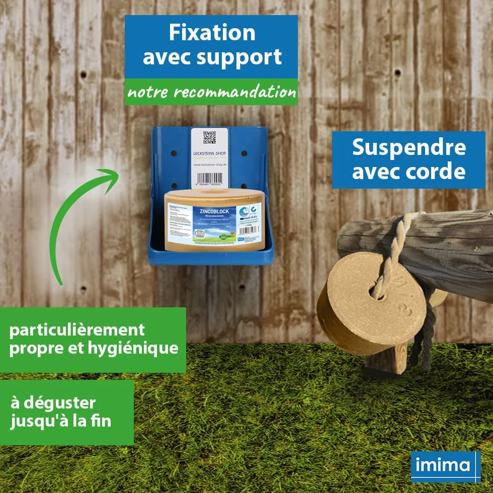 ZINCOBLOCK Lot de 4x3 kg Pierre à lécher minérale pour Chevaux Zinc Fer Cobalt Sélénium sel méditerranéen