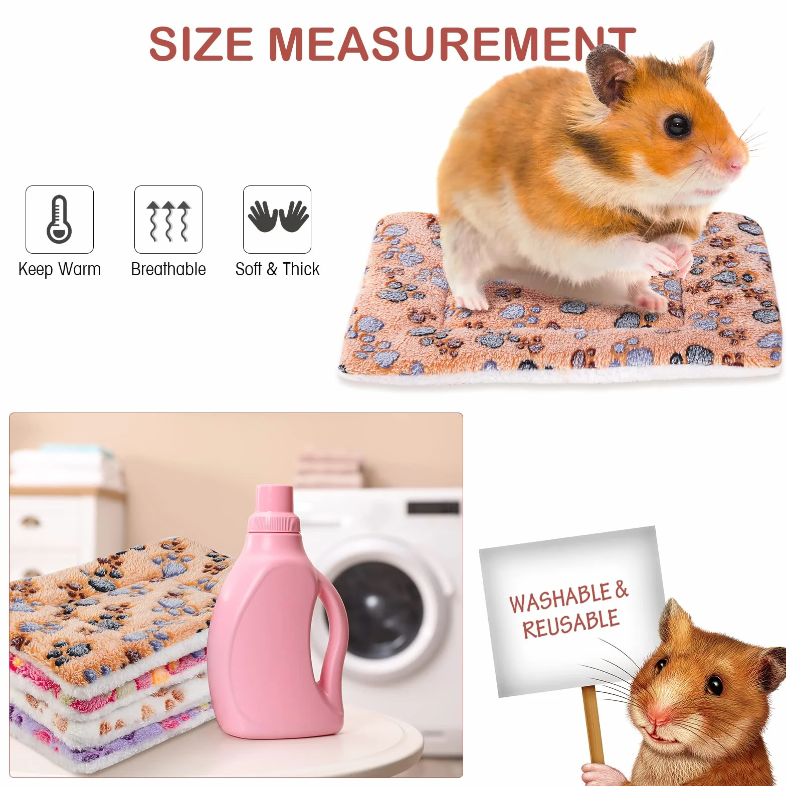 Hestya 4 Tapis de Lit pour Chien Ultra Doux avec Imprimés Mignons Coussins de Cage Réversibles Lavables Épais Matelas en Polaire pour Petits Animaux Chat Cochon d'Inde (32 x 25 cm)