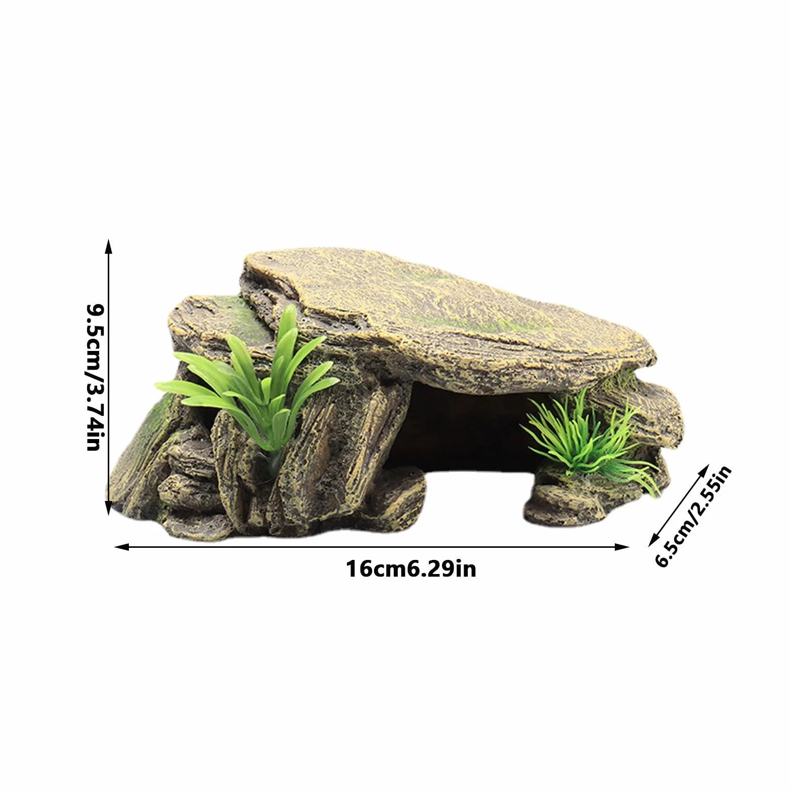 Habitat pour tortues - Grande grotte pour reptiles, rocher décoratif en résine, plateforme de repos pour amphibiens
