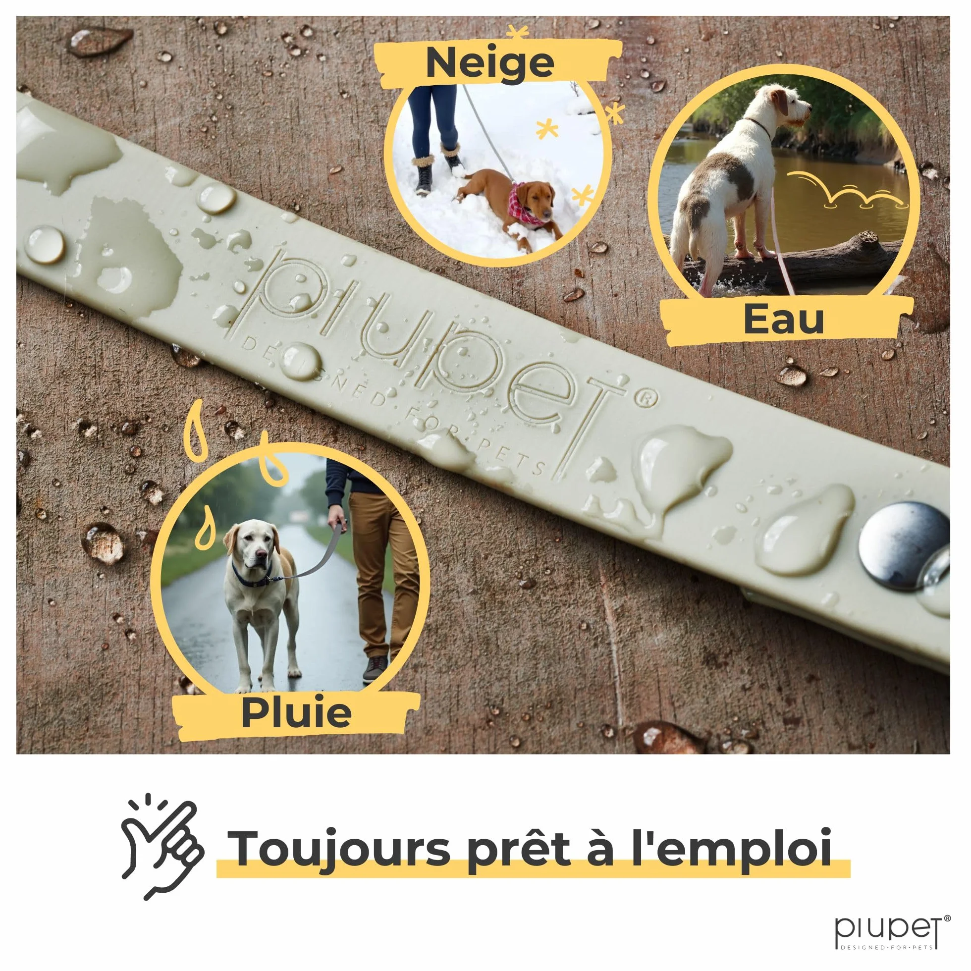 PiuPet Longe pour Chien 5m 10m 20m Laisse Hydrofuge Remorquage Grand Chien Gris