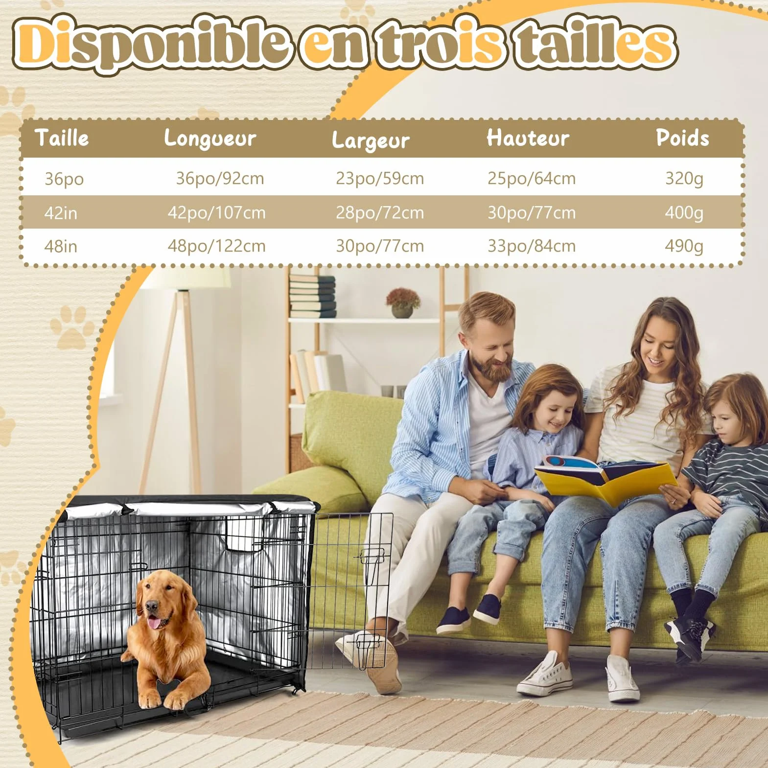 VINGVO Housse de Cage pour Chien 600D Imperméable Durable Universelle 42in