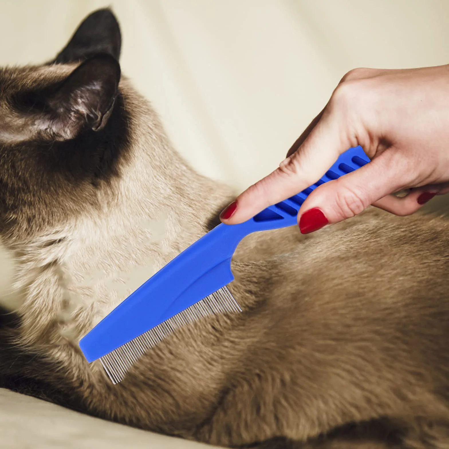 Molain Set de peignes anti puces pour chats et chiens, 4 pièces, peigne de toilettage