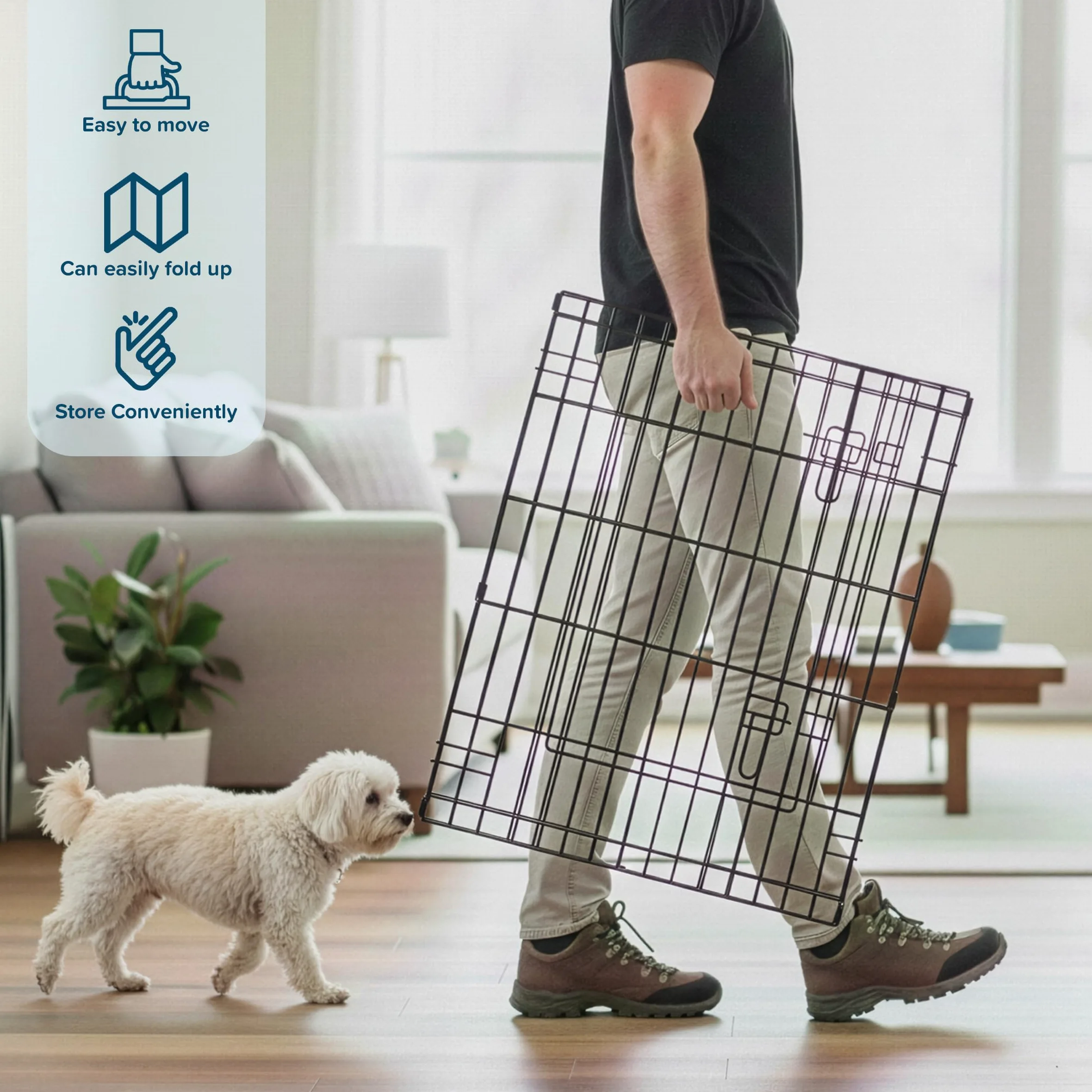 Petmaker Parc pour Chien Pliable en métal avec 8 Panneaux de 61 x 76 cm - Intérieur et extérieur avec Porte pour Chiens, Chats ou Petits Animaux