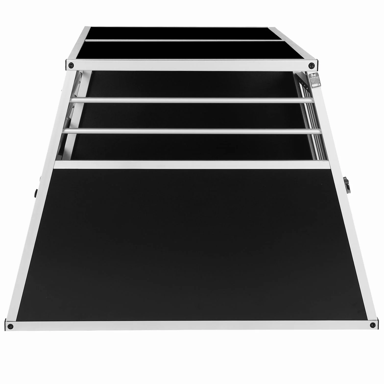 EUGAD Caisse Transport Chien, Cage de Transport pour 2 Chiens Voiture,Caisse de Transport pour Grand Chien Aluminium avec Cloison Séparation Fermeture Sécurité, Cage Transport Solide 97x92x66cm