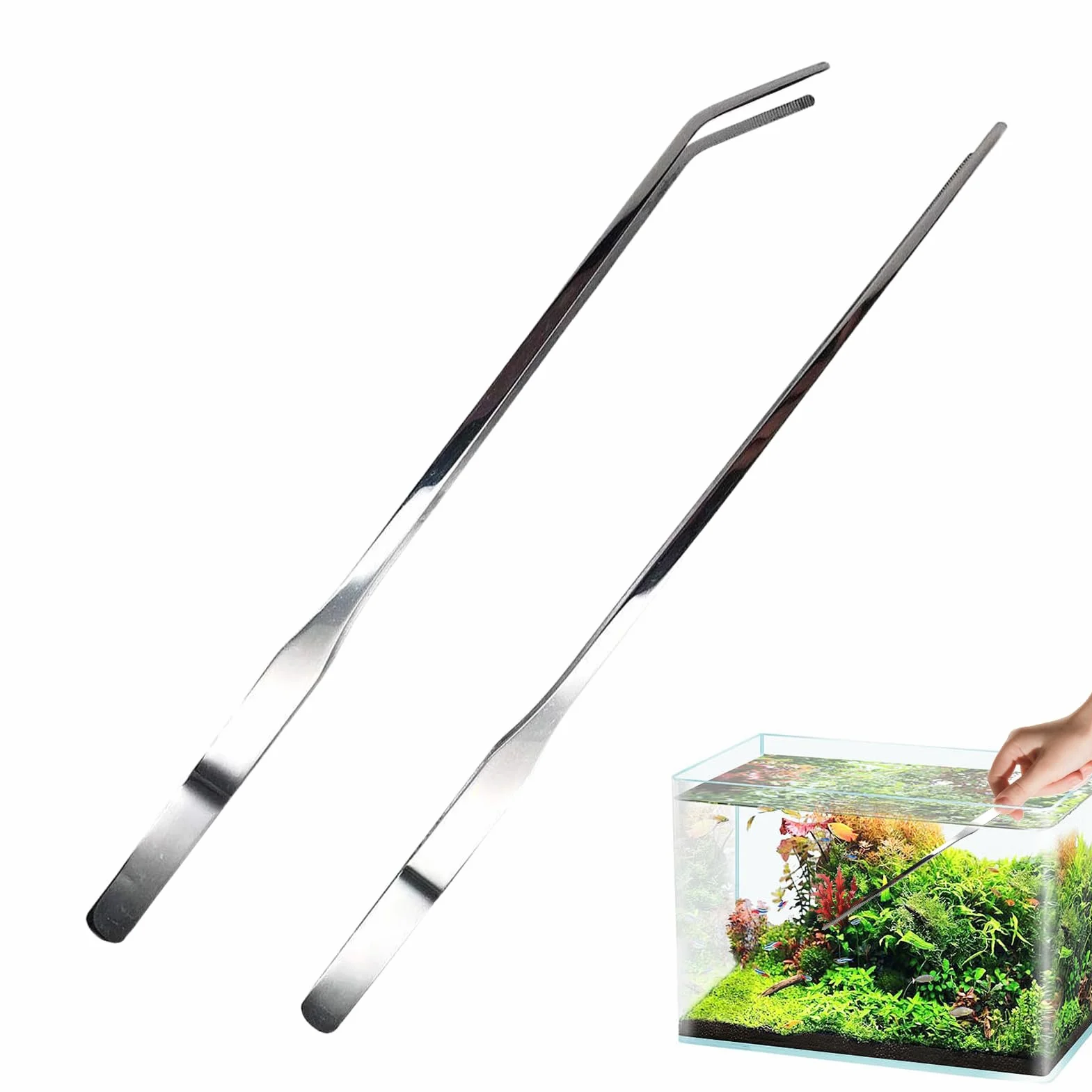 Pinces Longues pour Aquarium Reptiles Nourrissage Ergonomiques Eau Douce Salee Gecko Axolotl Dragon Barbu