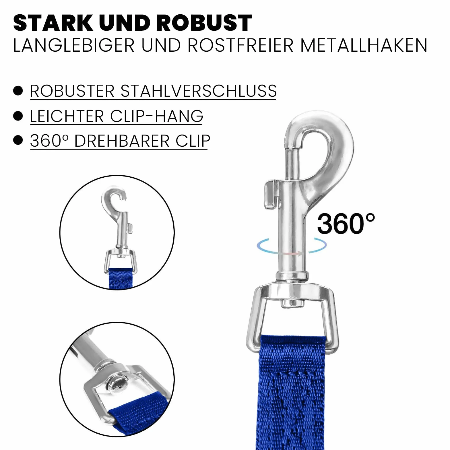 Laisse pour chien ski de fond imperméable légère 30 m bleu