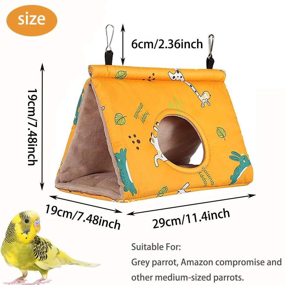 Hamac Perroquet Chaud Doux Nid Oiseau en Peluche Suspendu Cage Tente pour Perruche Cacatoès Gris Grande Taille