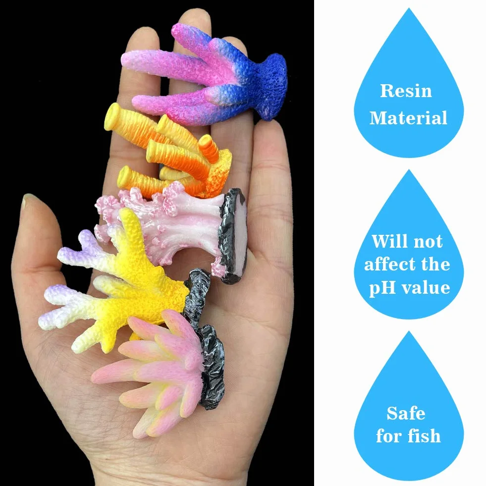 EQLEF Corail Aquarium Artificielle Lot de 10 Décorations Ornements Plantes Aquatiques