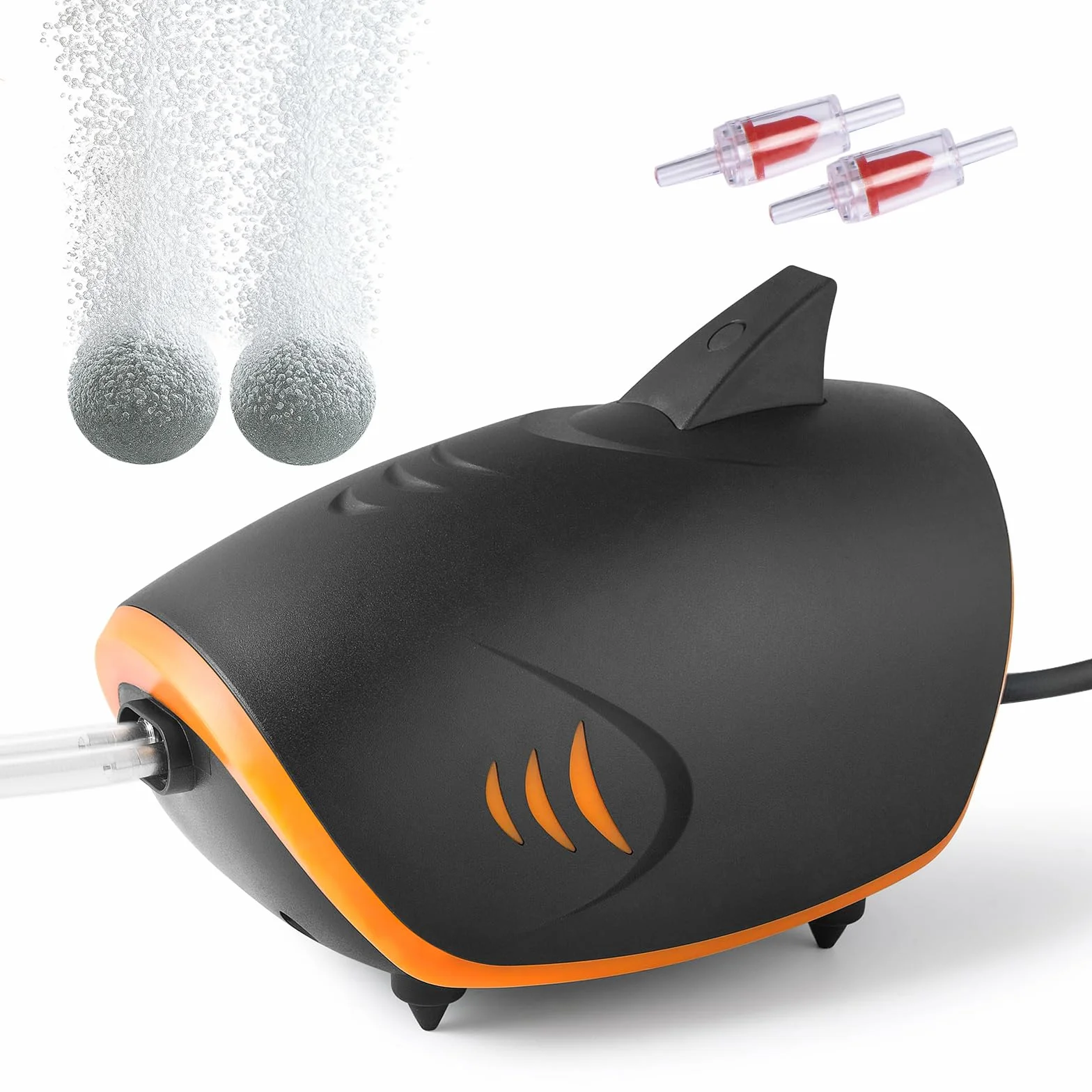 Pompe à Air Puissante pour Aquarium 420L/H 4W 2 Sorties Métalliques avec Lumière LED Réglable 30-600L