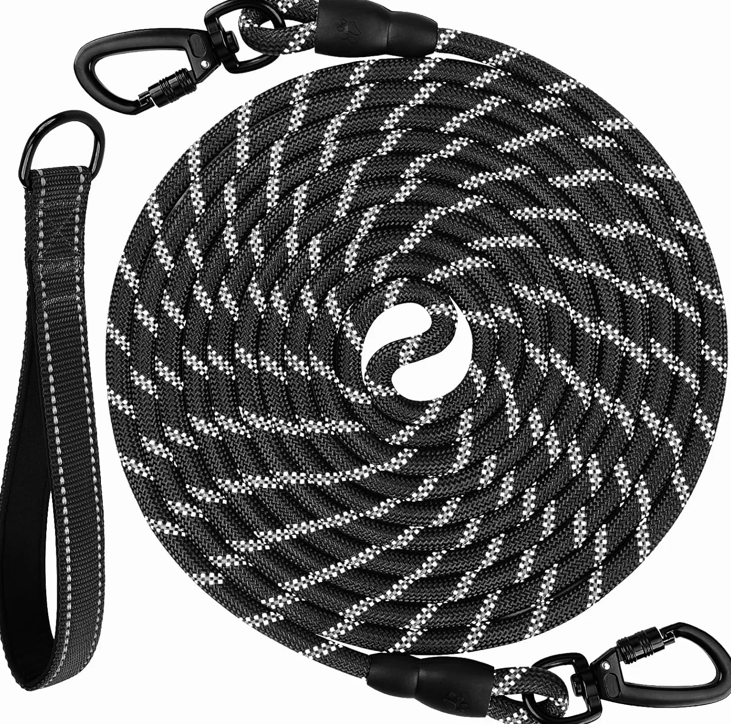 Joytale Longe pour Chien 5m Poignée Rembourrée Double Crochets Robustes Laisse de Dressage Noir
