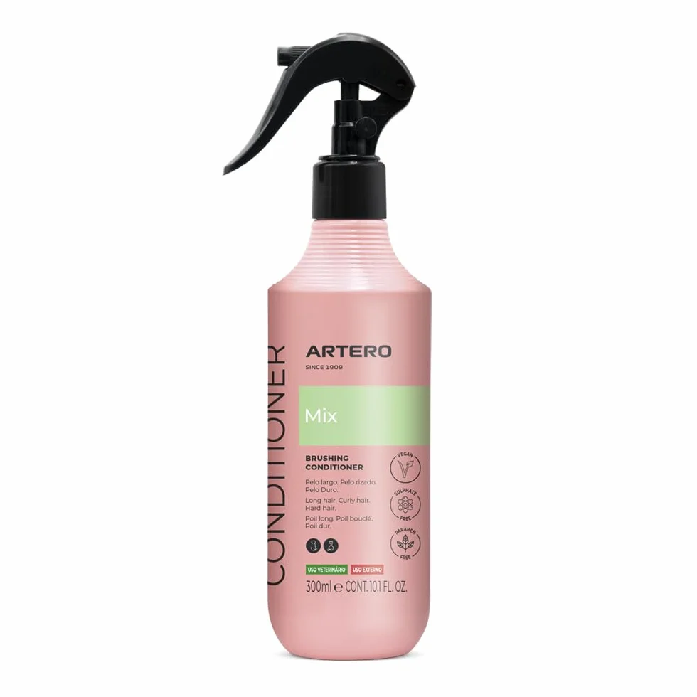Artero Mix Conditioner sans rinçage pour Chiens et Chats – Démêlant, hydratant et lustrant – Spray Anti-Statique pour Poils secs ou emmêlés – Soin Professionnel du Pelage. 300 ML
