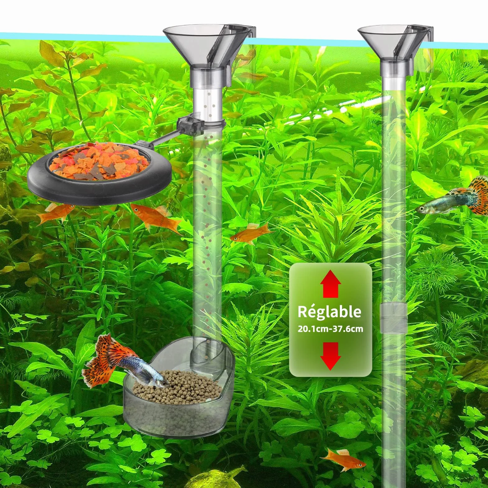 Boxtech Tube d'alimentation Assemblé pour Aquarium, Deux Positions (20-37cm)
