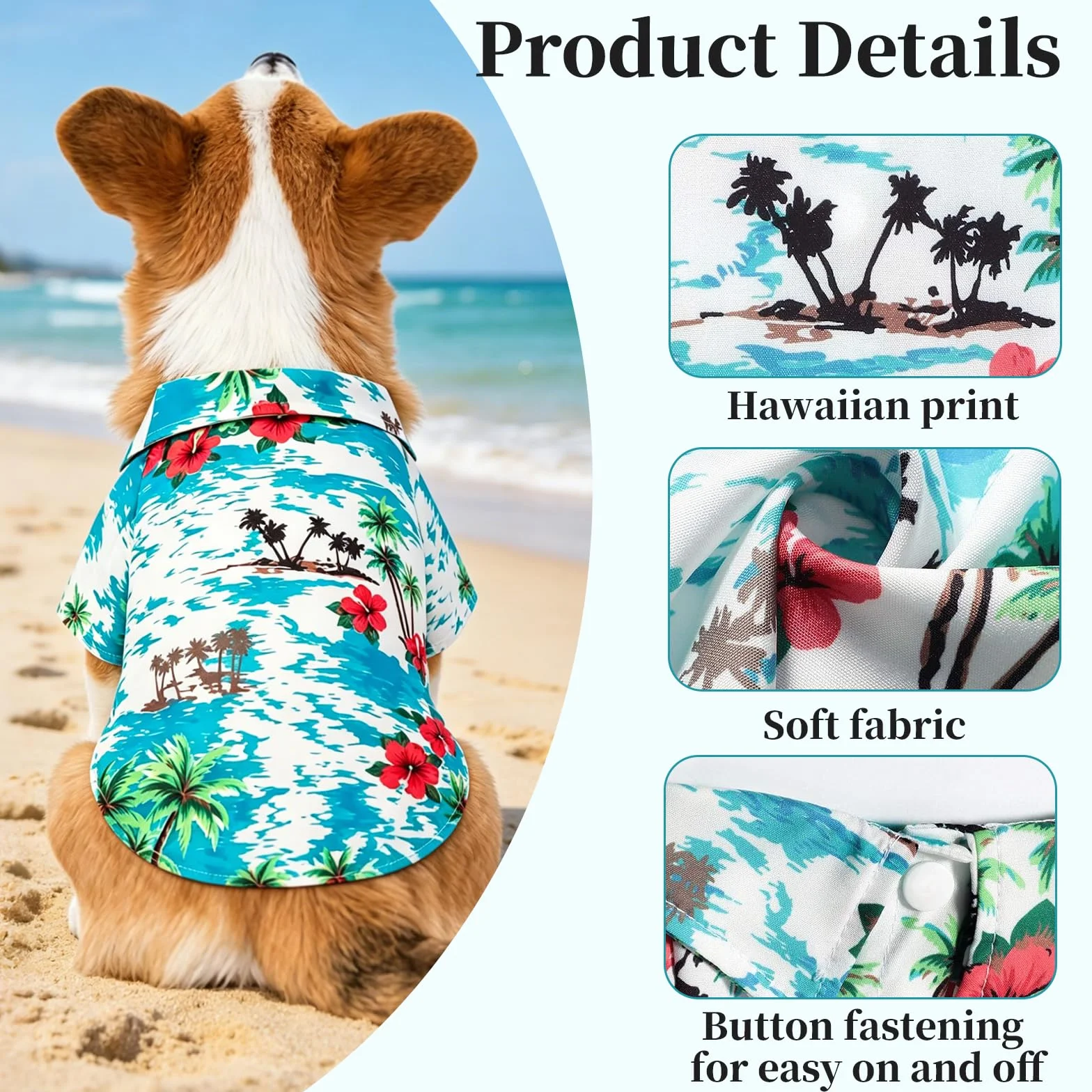 Chemise Hawaïenne pour Chien T Shirt Été Chiens Vêtement Chien Été Polo XS