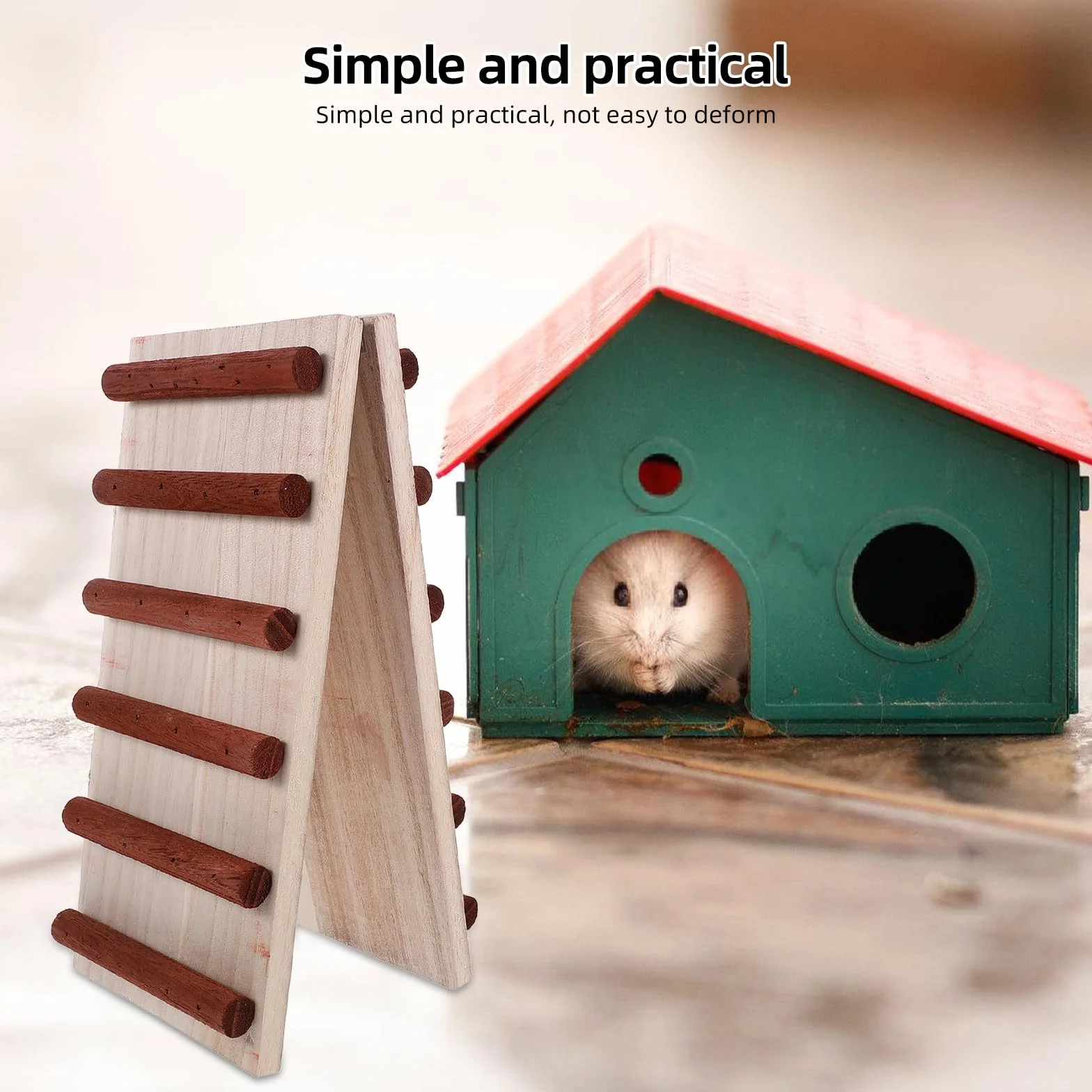 SHINEOFI Échelle en Bois pour Petits Animaux Matériau Naturel et Sûr, pour Cage, Favorisant Exercice et Jeu sans Bavure, Couleur Kaki