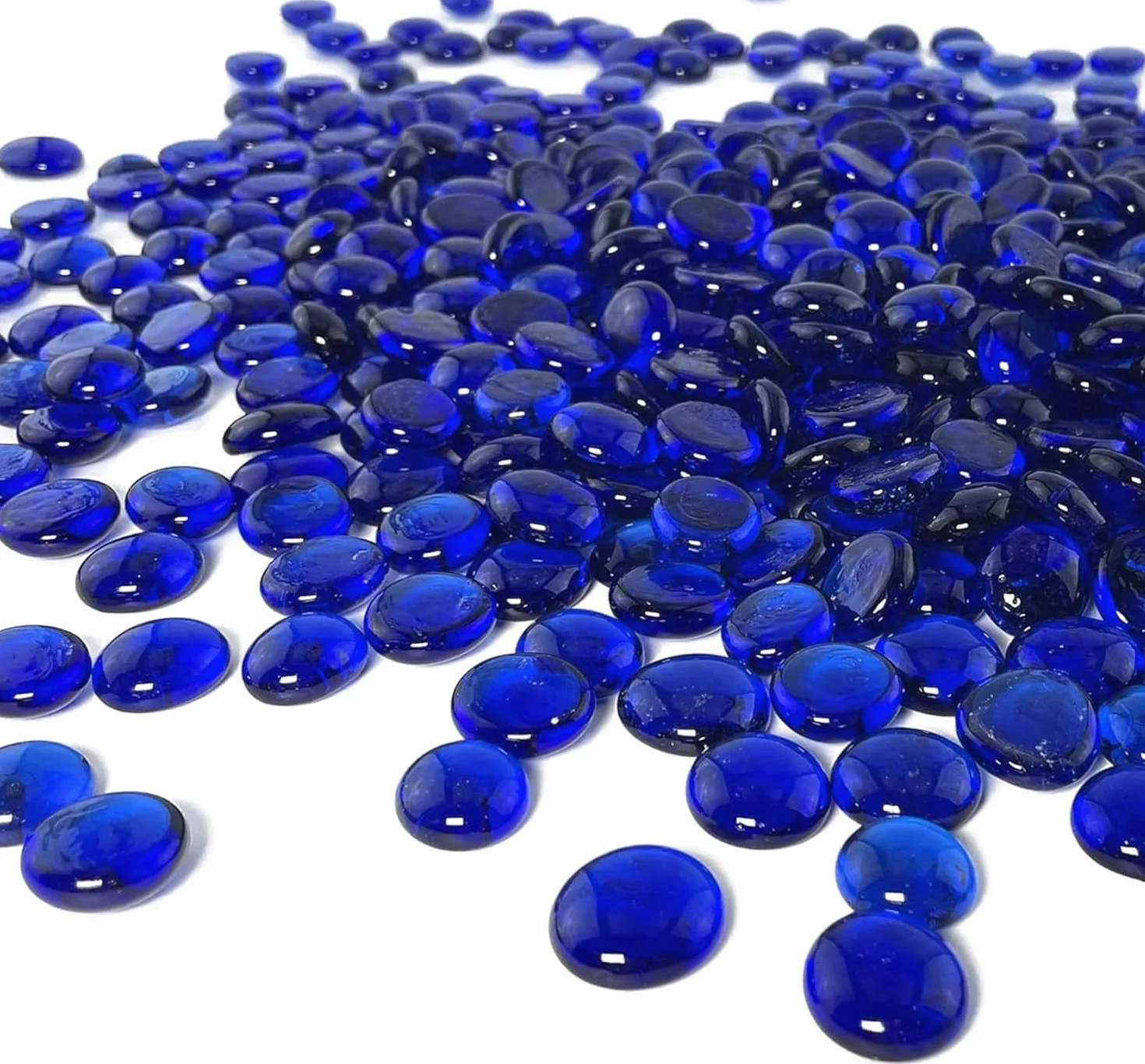 Galets en verre plat bleu 1LB ARSUK pour vase remplissage aquarium décoration