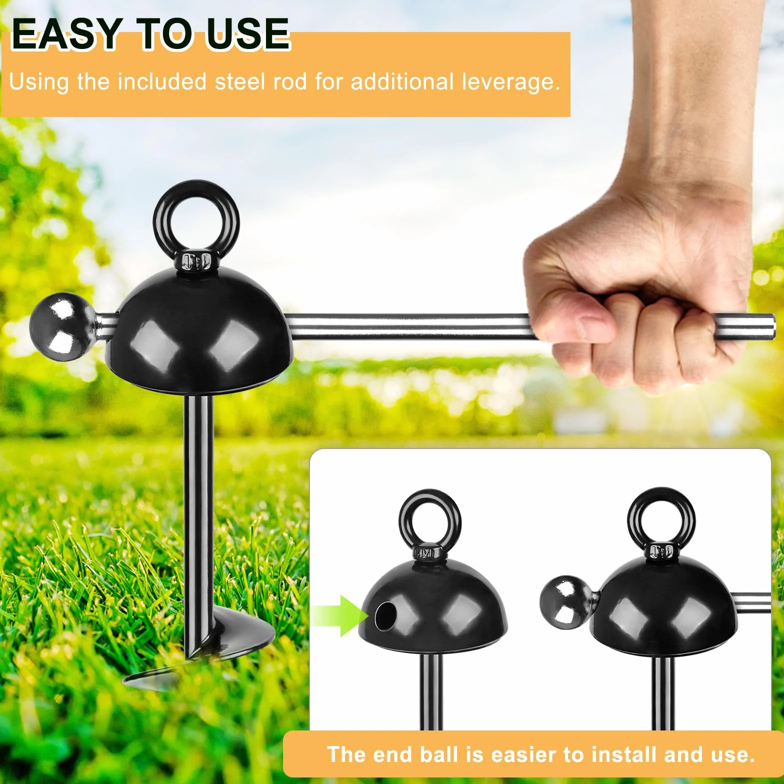 Laisse Chien Chaîne 15FT Anti-Rouille Acier Inoxydable Rotatif 360° Piquet d'attache pour Chiens