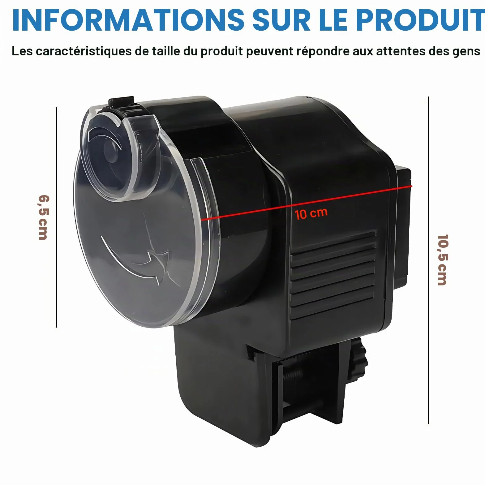 Distributeur automatique de nourriture pour poissons 60 ml pour granulés et bandes