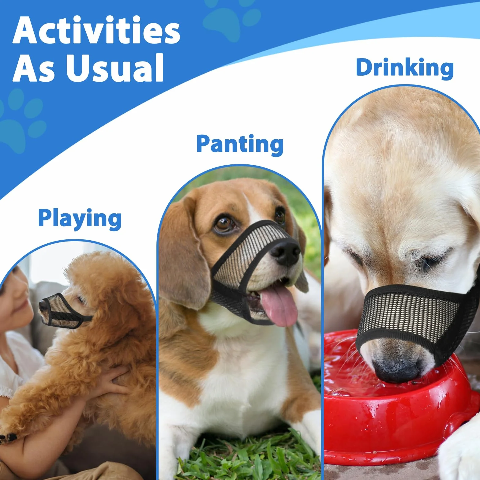 Lot de 7 muselières pour chiens de petite, moyenne et grande taille, muselière en maille pour chiens anti-morsure, mastication, aboiement, ensemble de muselière respirante avec sangle réglable pour le