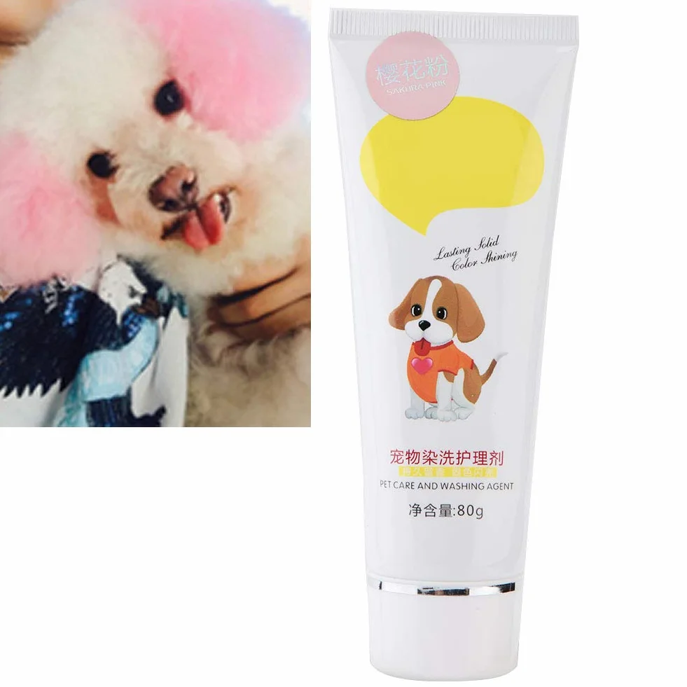 Haofy Gel Teinture Poils Chien 80g Pâte Colorante Poils Blancs Teinture Temporaire Chiens Chats Couleur Vive Rose