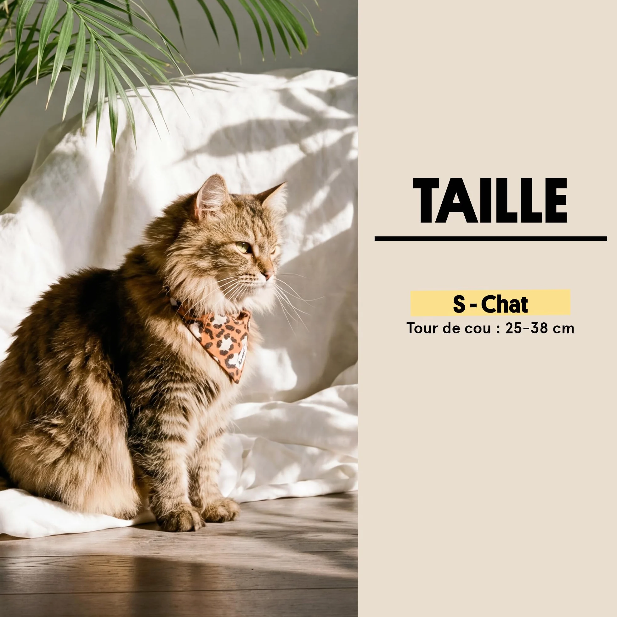Bandana pour Chat Taille S Jungle Chic Tour de Cou 24-28cm Boucles Anti-étranglement en Plastique Foulard en Nylon résistant et Doux Lavable en Machine
