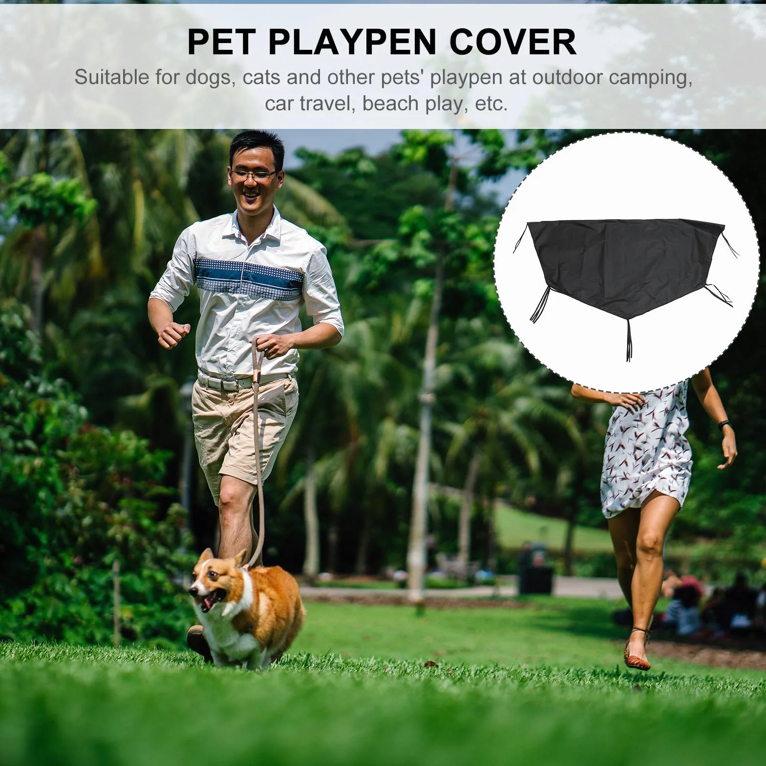 Housse en Tissu Oxford 210d Imperméable Anti-UV pour Parc à Chiens Extérieur