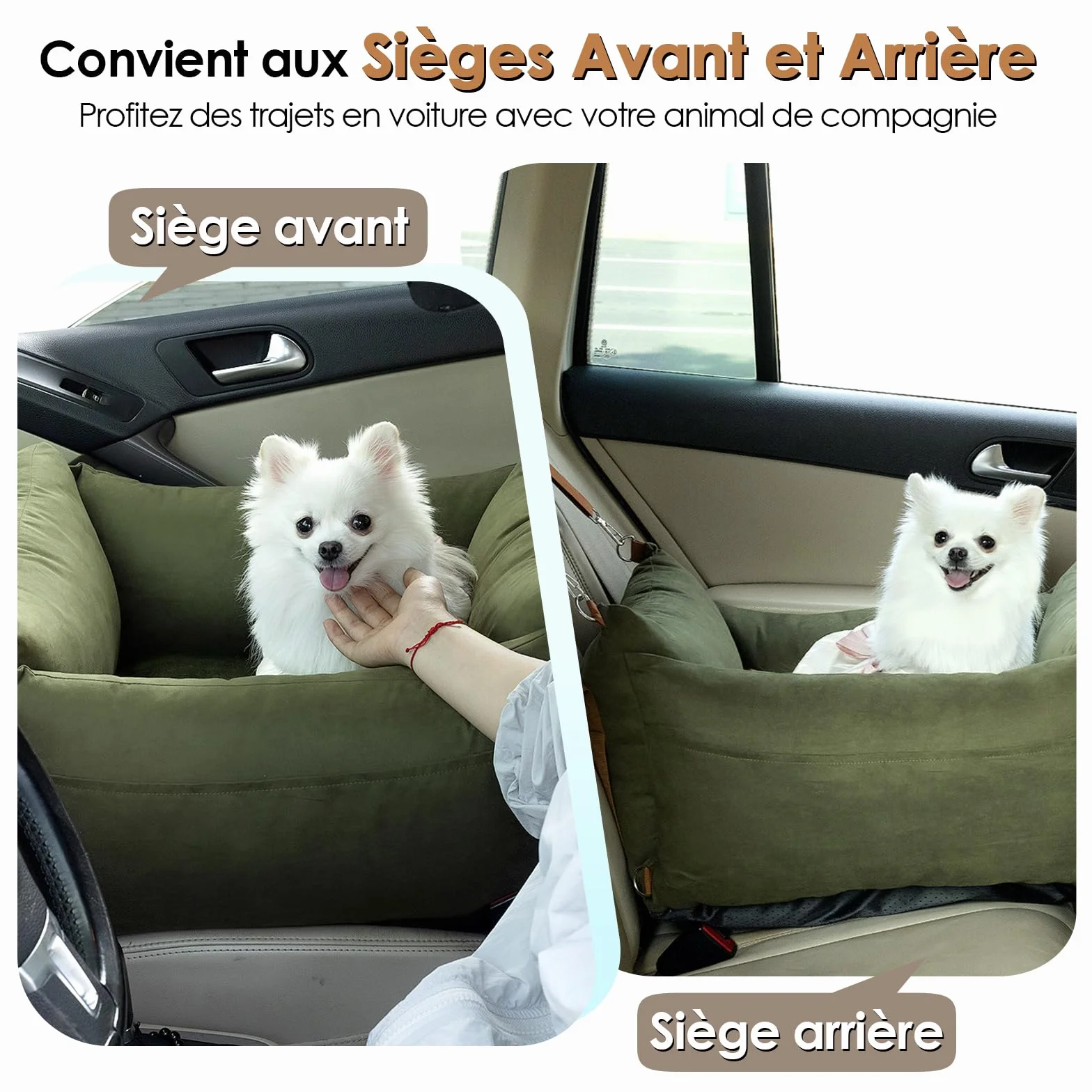 Siege Auto Chien Voiture Portable pour Petite et Moyenne Moins de 15kg avec Aire de Repos Extensible et Clip de Sécurité