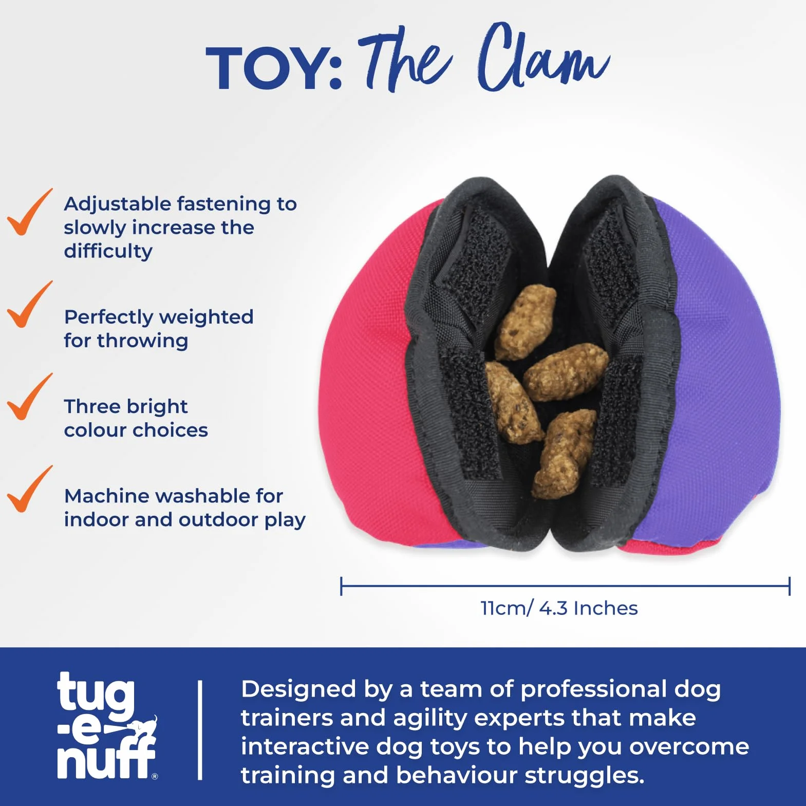 Tug-E-Nuff The Clam Distributeur de friandises pour Chien Compact 11,4 cm