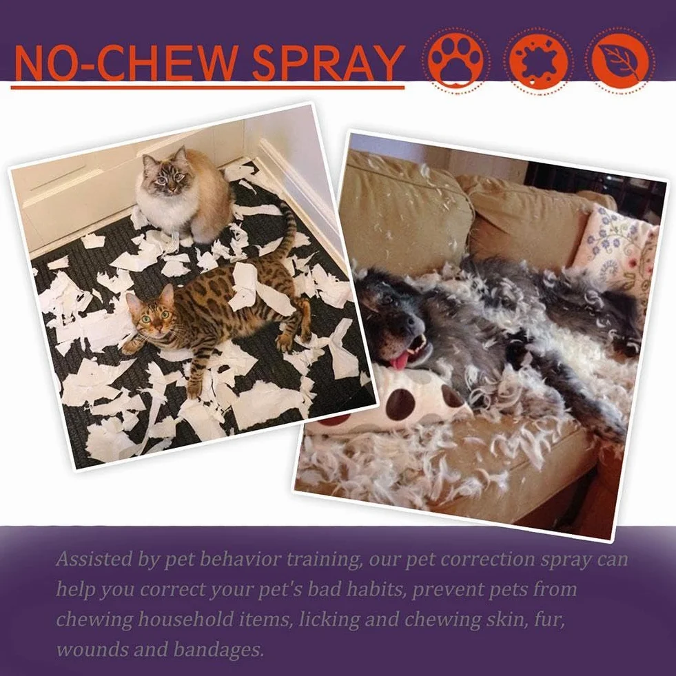 Spray Anti-Mâchonnement pour Chiens au Pomme Amère, Naturel, Efficace