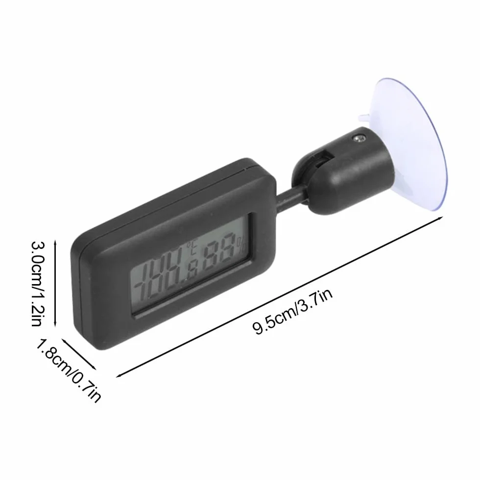 DONGKER Jauge D'humidité de Thermomètre de Reptile,Jauges de Capteur de Température D'affichage LCD Numérique avec Ventouse pour Tortue,Serpent,Lézard,Grenouille,Araignée,Boîte a Plantes