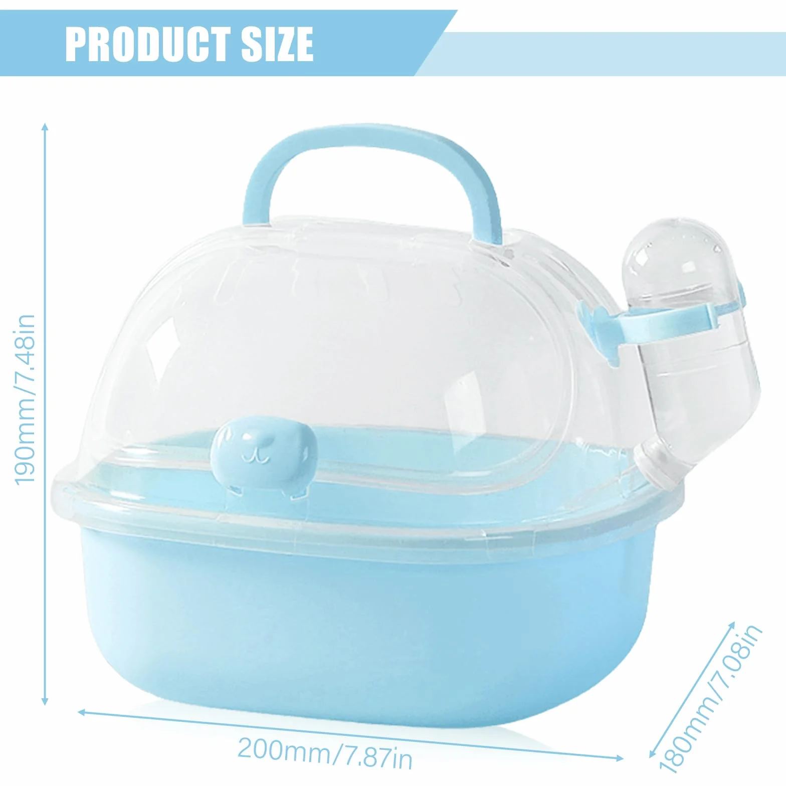 Transportbox Hamster avec bouteille d'eau 20x18x19 cm portable cage de transport pour petits animaux