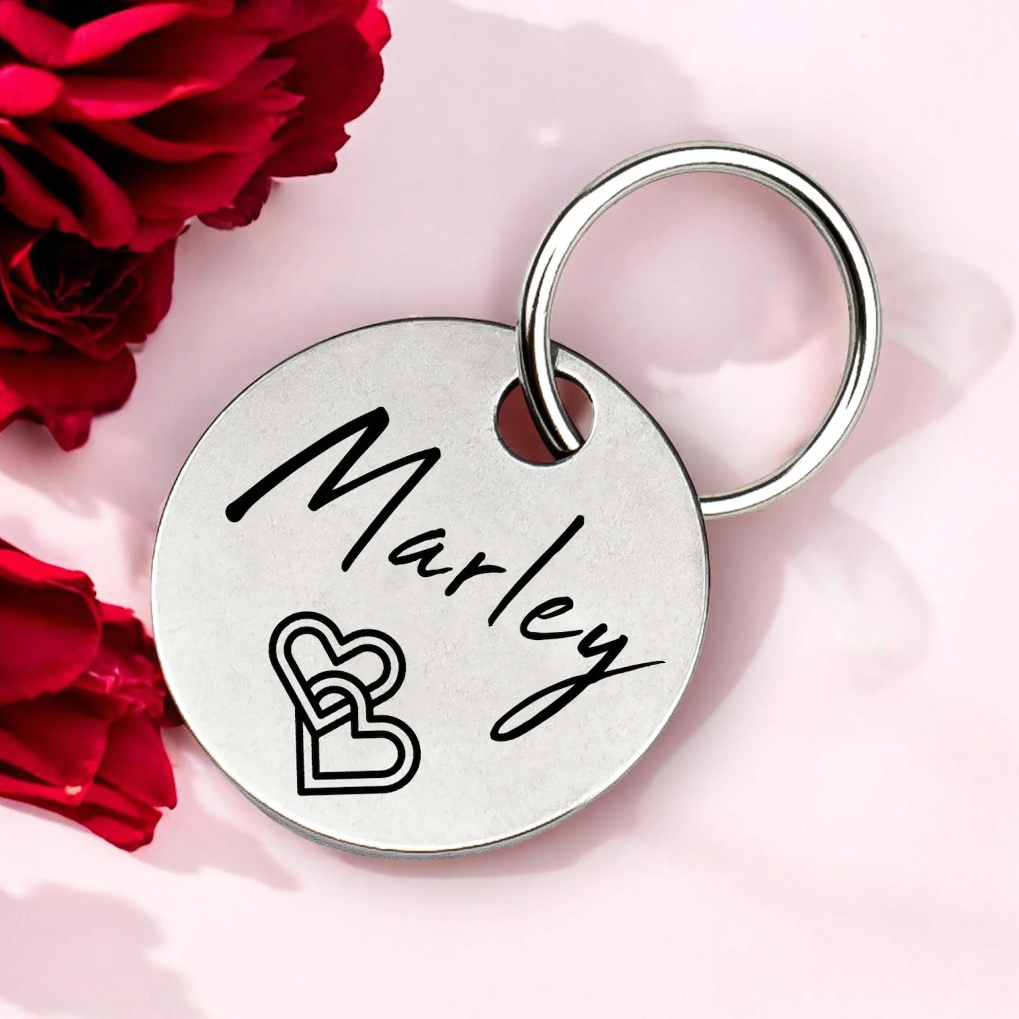 Médaille d’identification personnalisée pour chien en acier inoxydable avec gravure du nom, numéro de téléphone, adresse et date – pour Noël et anniversaire