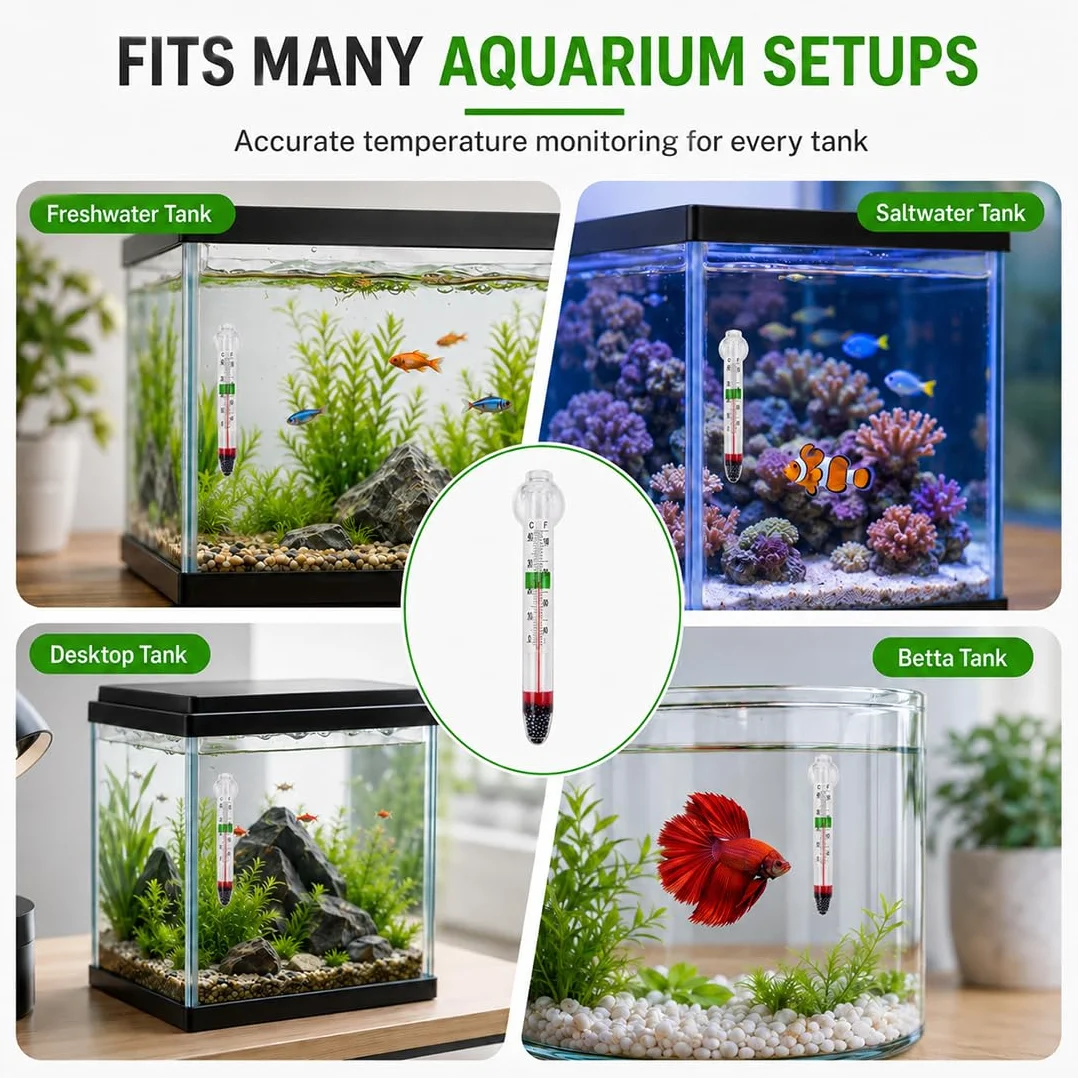 Thermomètre Aquarium Ventouse, Mesure Précise Température Eau Douce Salée Poisson Reptile