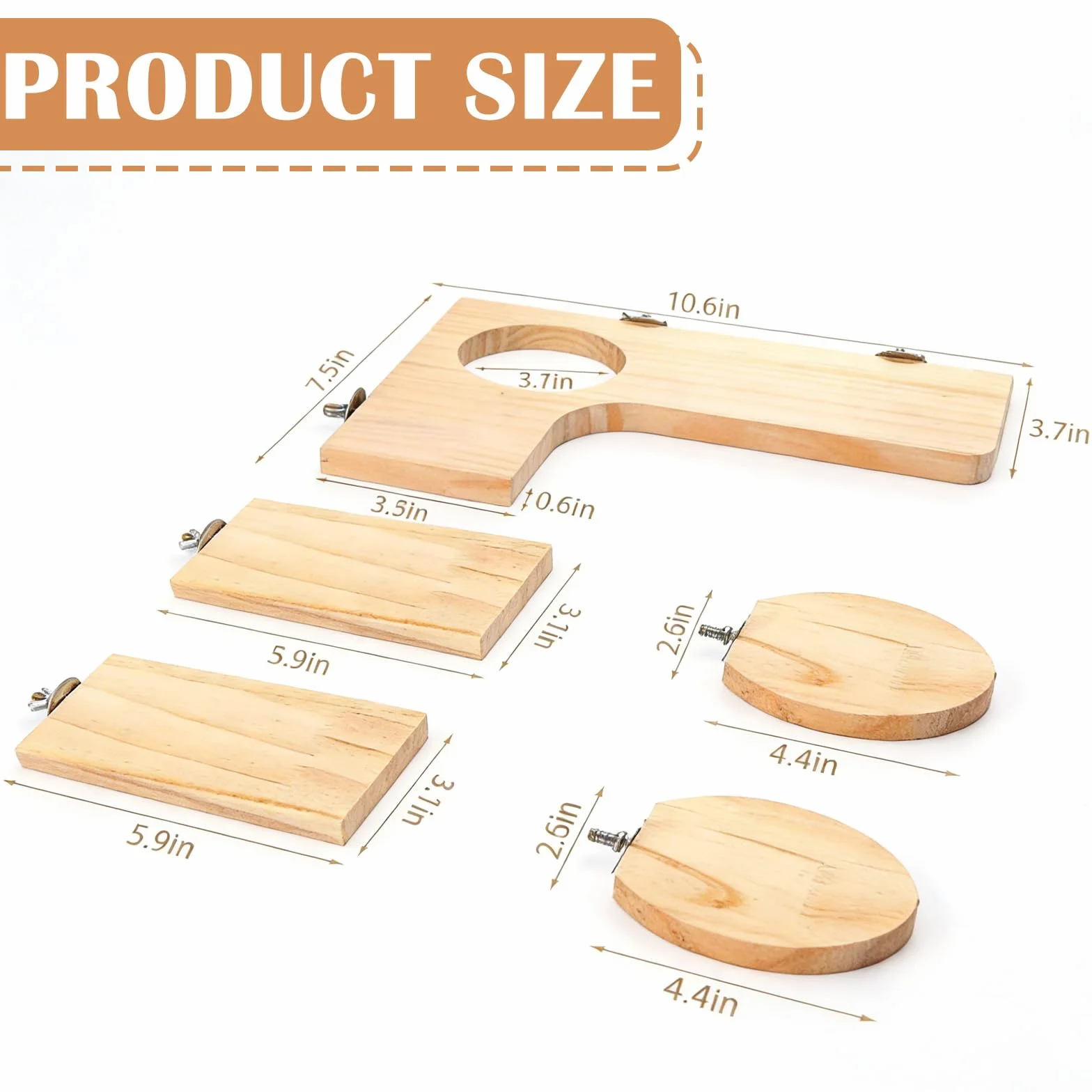 Lot de 10 accessoires pour hamster en bois, jouets pour hamster, plate-forme pour petits animaux, avec planche à sauter, surfaces rectangulaires rondes et 5 balles pour cochons d'Inde, chinchilla
