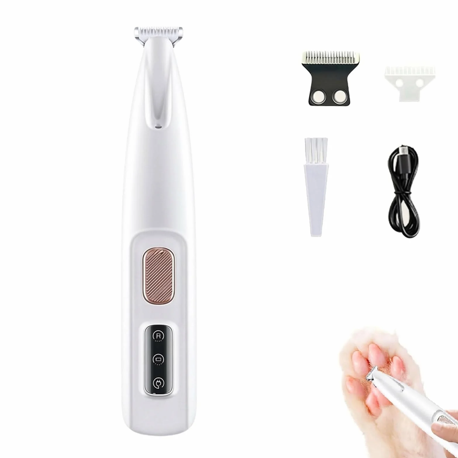 Patounet Tondeuse de Precision Pour Chat 35 db À Faible Bruit Lames Douces Sûres Hypoallergéniques Rechargeable USB Compact