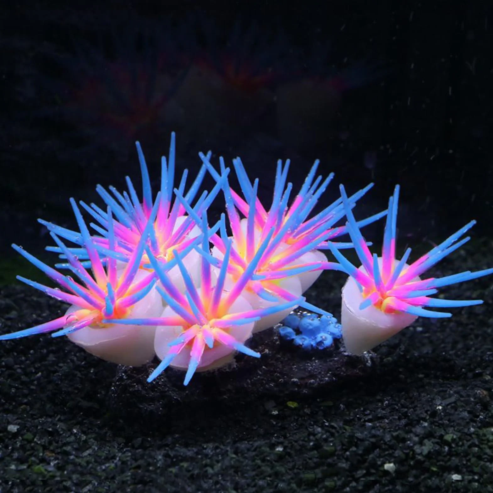 Générique Fish Tank Glowing Coral Ornaments Silicone Soft Coral Decorations 3.94x2.36in Artificial Luminous Aquarium Plants Freshwater
