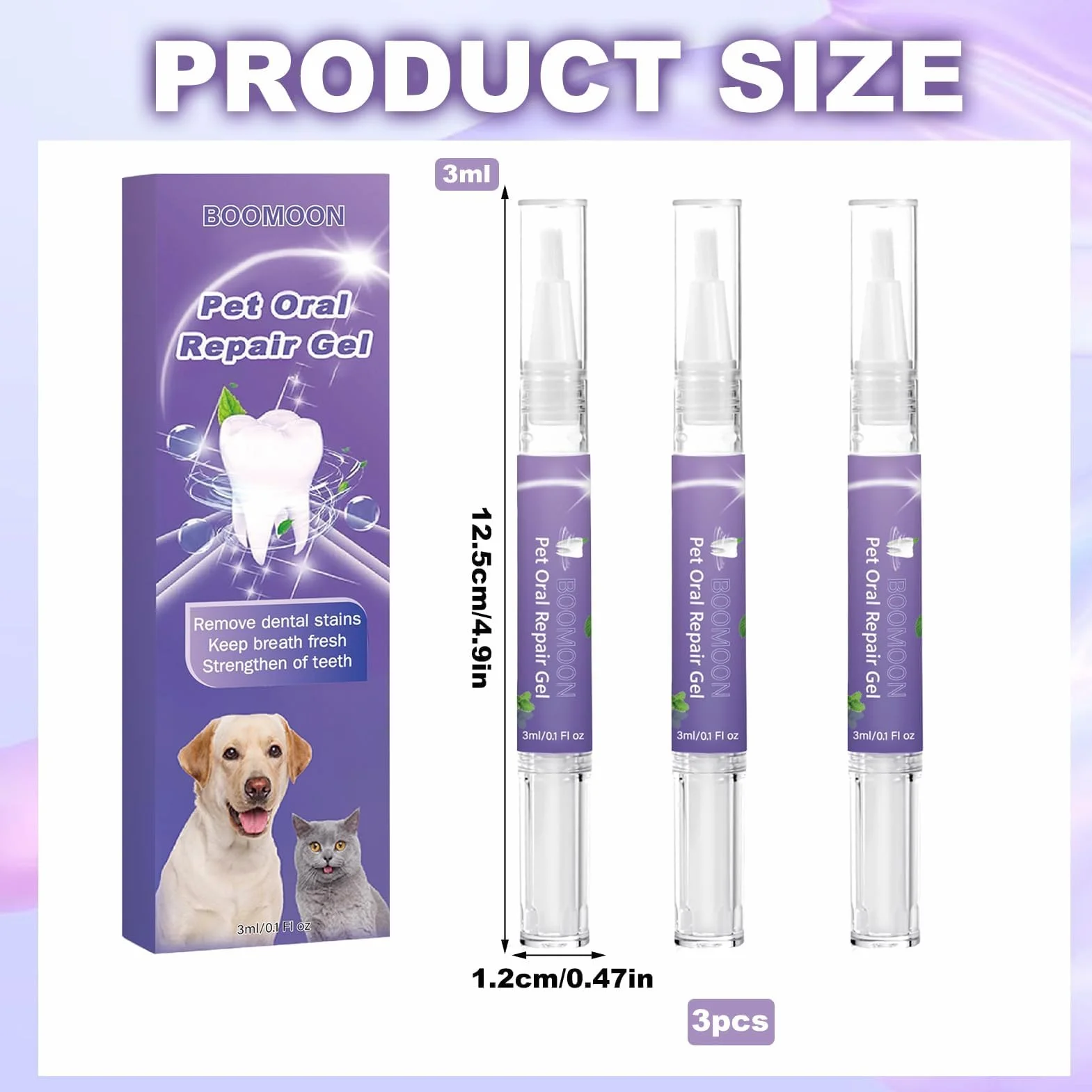 Gel réparateur oral Pet 3PCS pour éliminer la mauvaise haleine et lutter contre le tartre