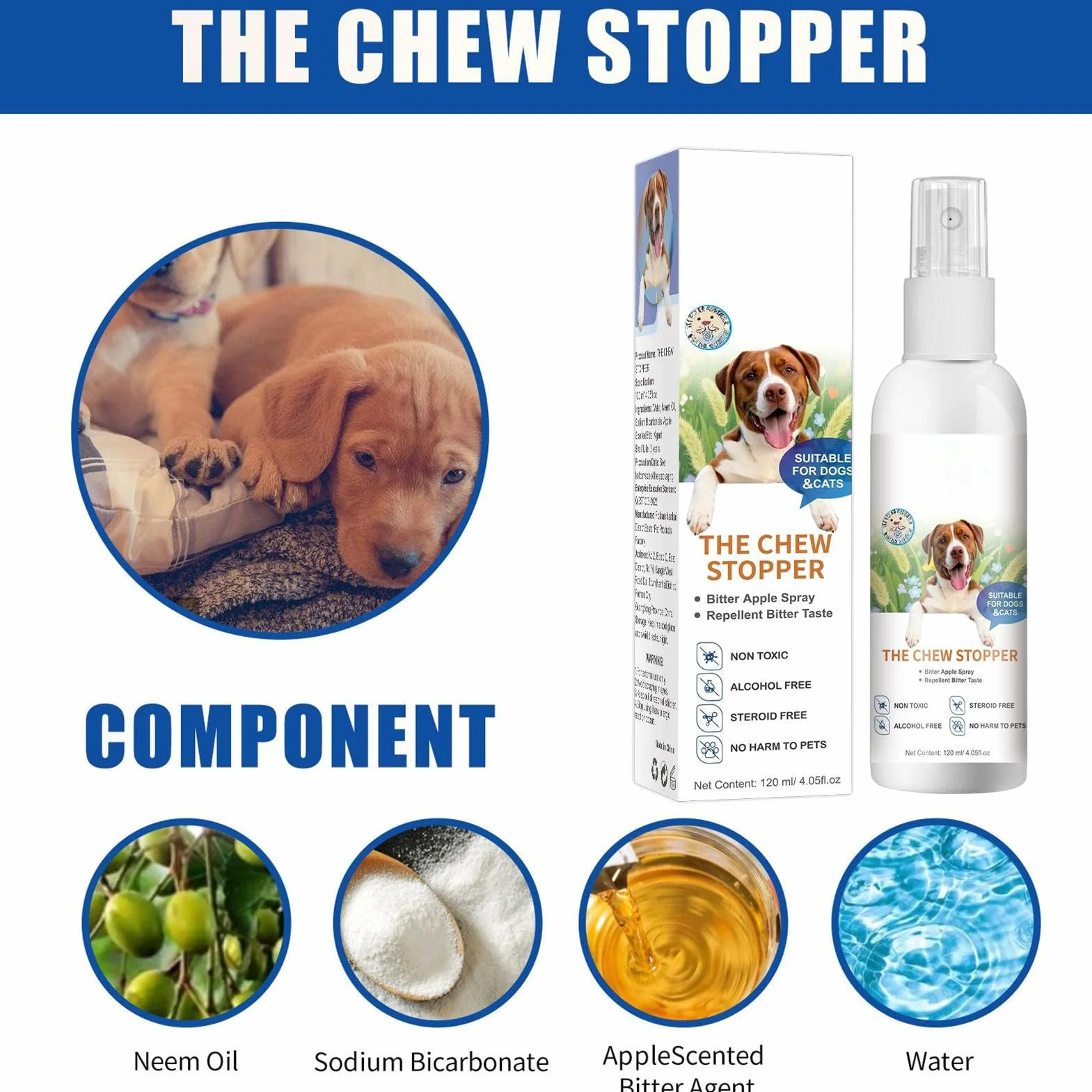 Spray Anti-pour Chiens d'intérieur d'Apprentissage de la Propreté pour Chiot Aide au Comportement Urine Déjections Canines Meubles Tapis