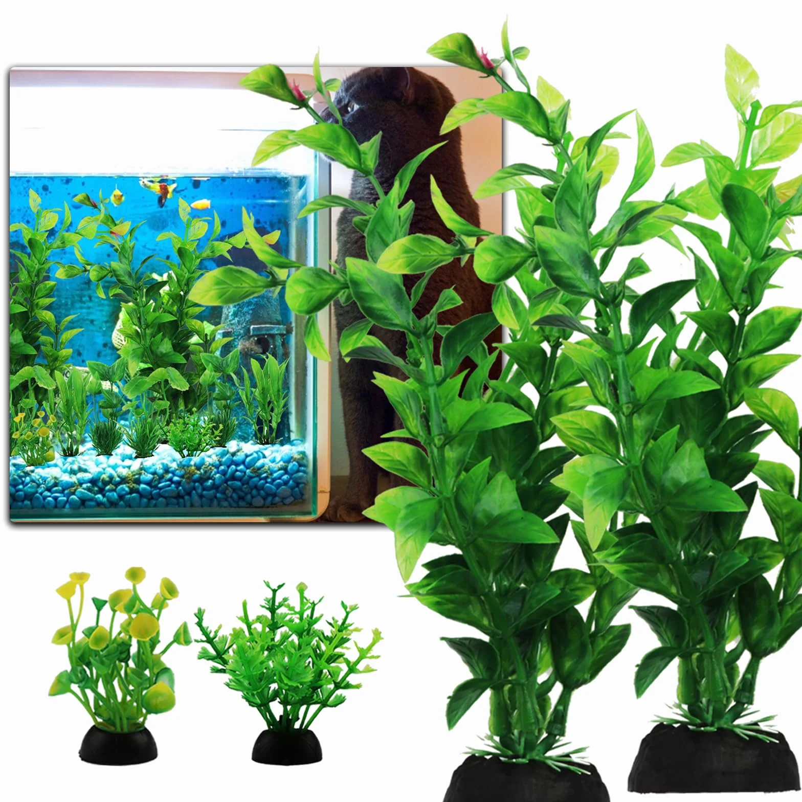Aquarium Decor 10pcs Fish Tank Plants Green Accessories