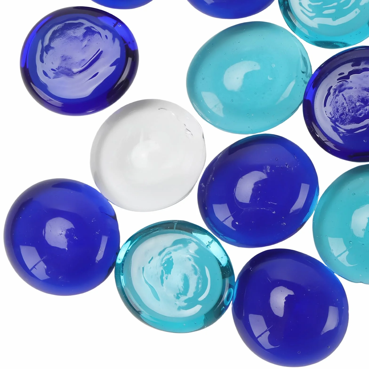 PINGEUI Lot 500 galets en verre décoratifs 17-19 mm transparent bleu mer pour vase aquarium pot fleurs