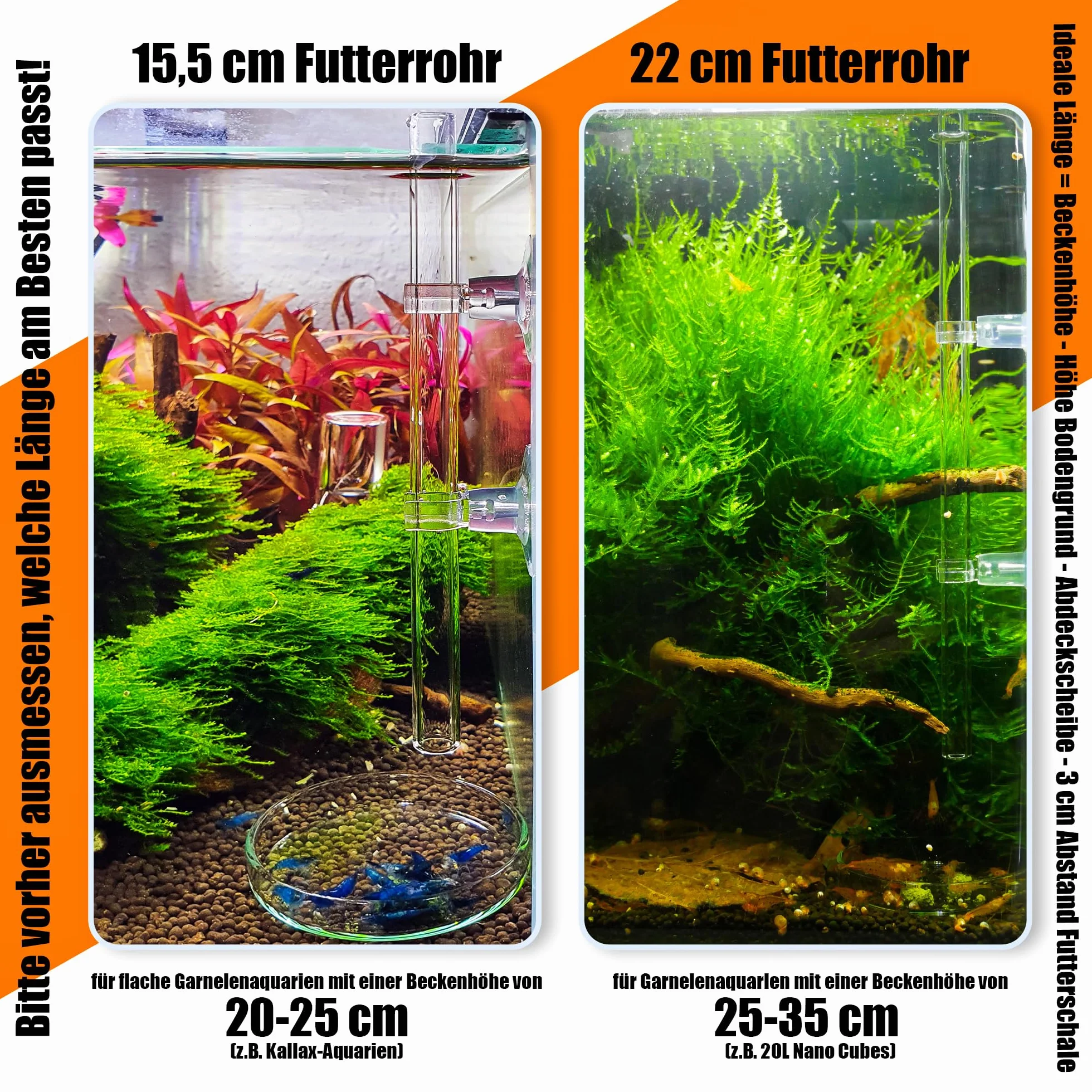 Tube d'alimentation en verre de laboratoire 28 cm – Fabriqué en Allemagne – Mangeoire pour crevettes – Verre incassable