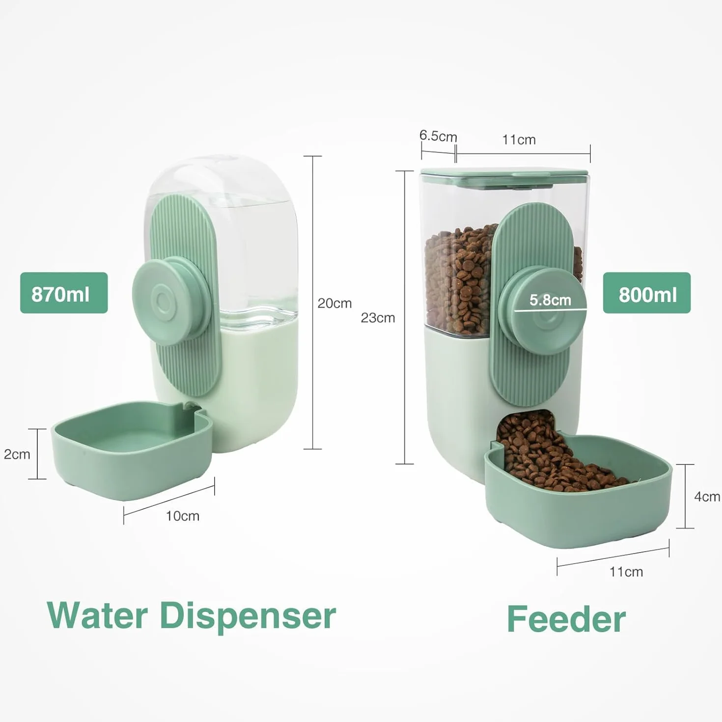 Distributeur Automatique de Nourriture à Suspendre pour Animaux - Mangeoire Eau pour Cage Chiot, Lapin, Cobaye, Furet, Chat, Chinchilla (vert)