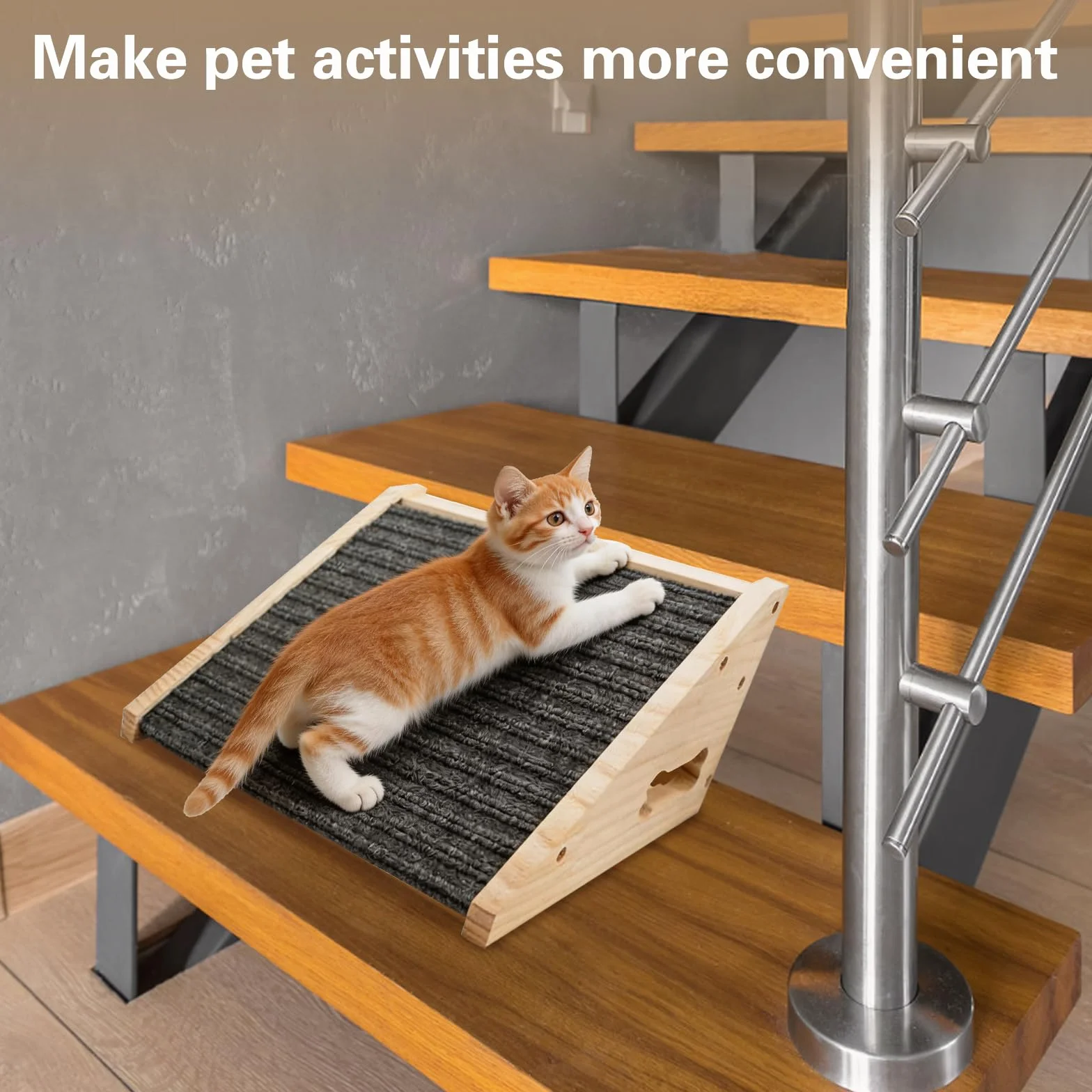 Rampe pour Chien en Bois pour Escaliers, Marches pour Animaux à Faible Inclinaison avec Surface Antidérapante, Aide pour Petits Chiens et Chats, Rampe à 30 degrés