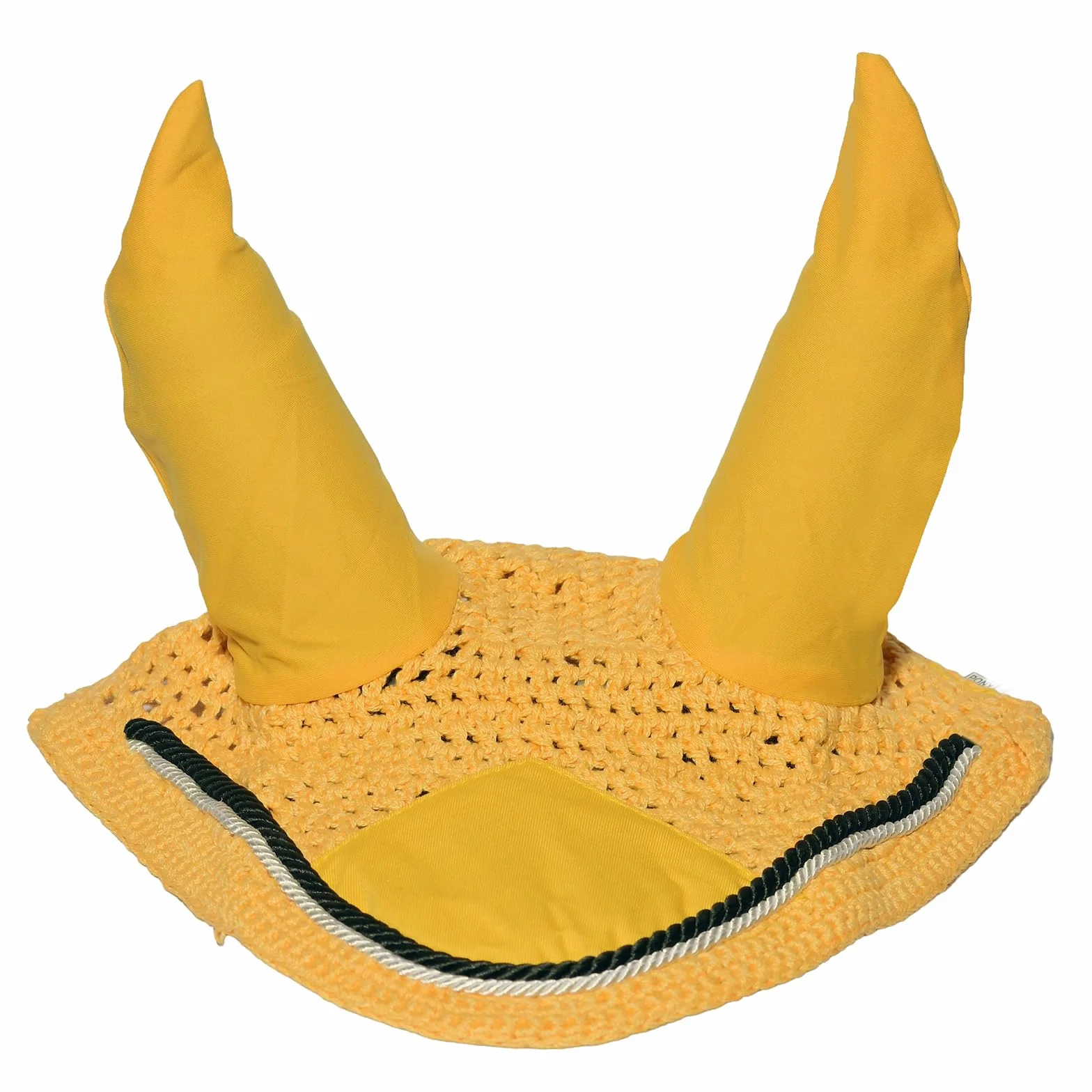 Spire Voile de protection pour cheval en coton respirant doux au crochet - Masque de protection contre les mouches (complet, jaune/noir/blanc)