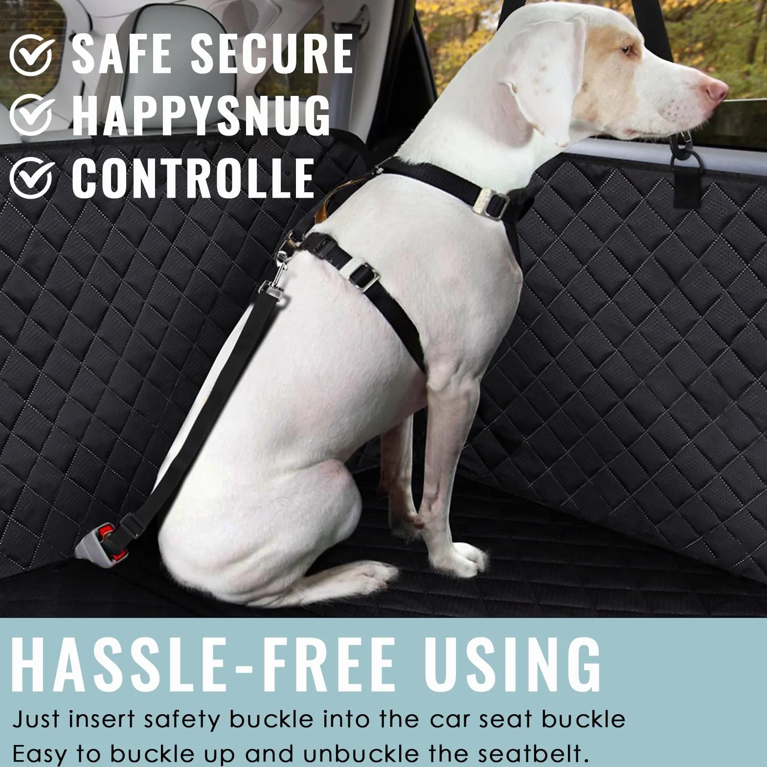 Ceinture de Sécurité Universelle pour Chien - Harnais Laisse Réglable pour Siège de Voiture - Animaux de Compagnie