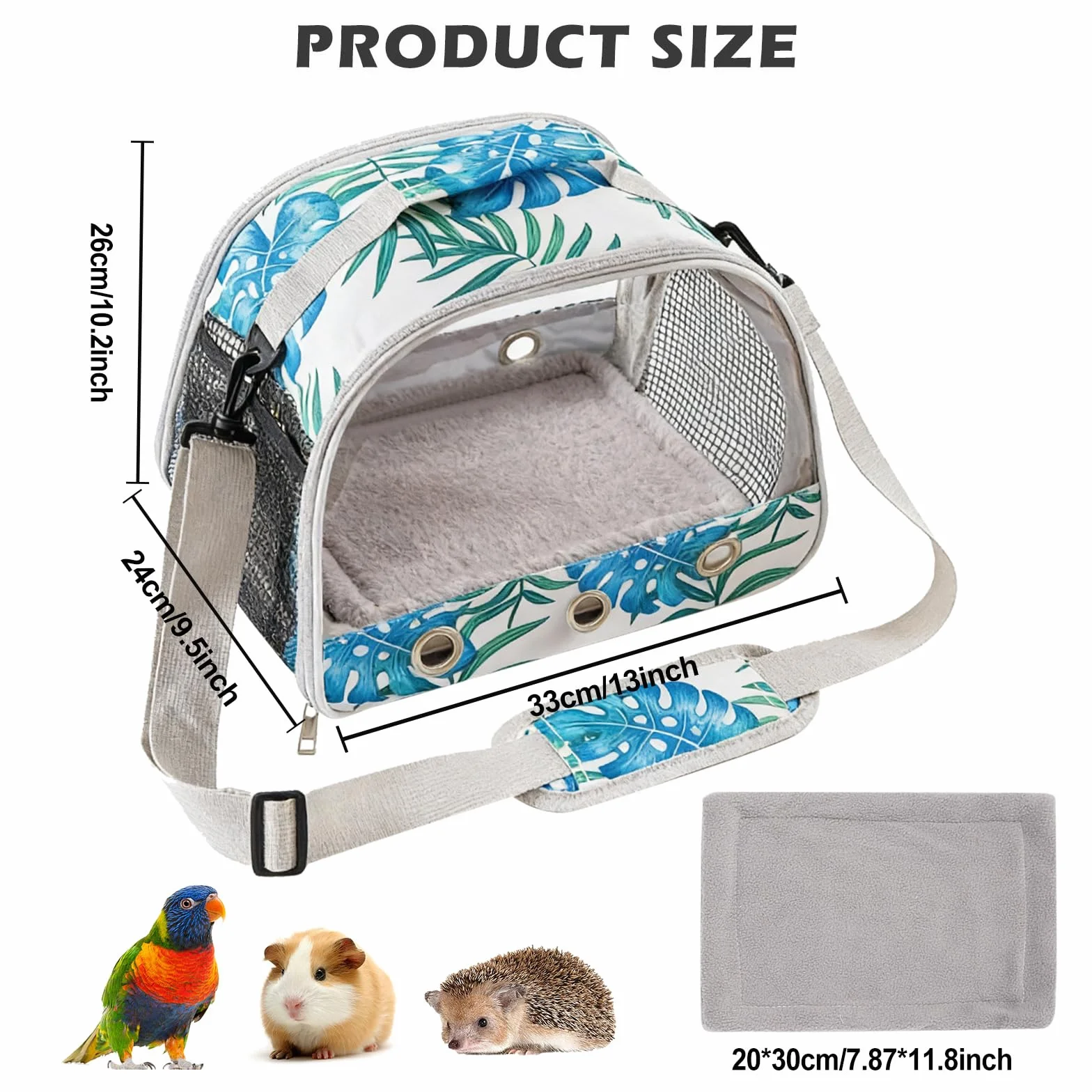 Sac de transport pour animal de compagnie avec coussin, ouverture latérale, pour chat et cochon d'Inde