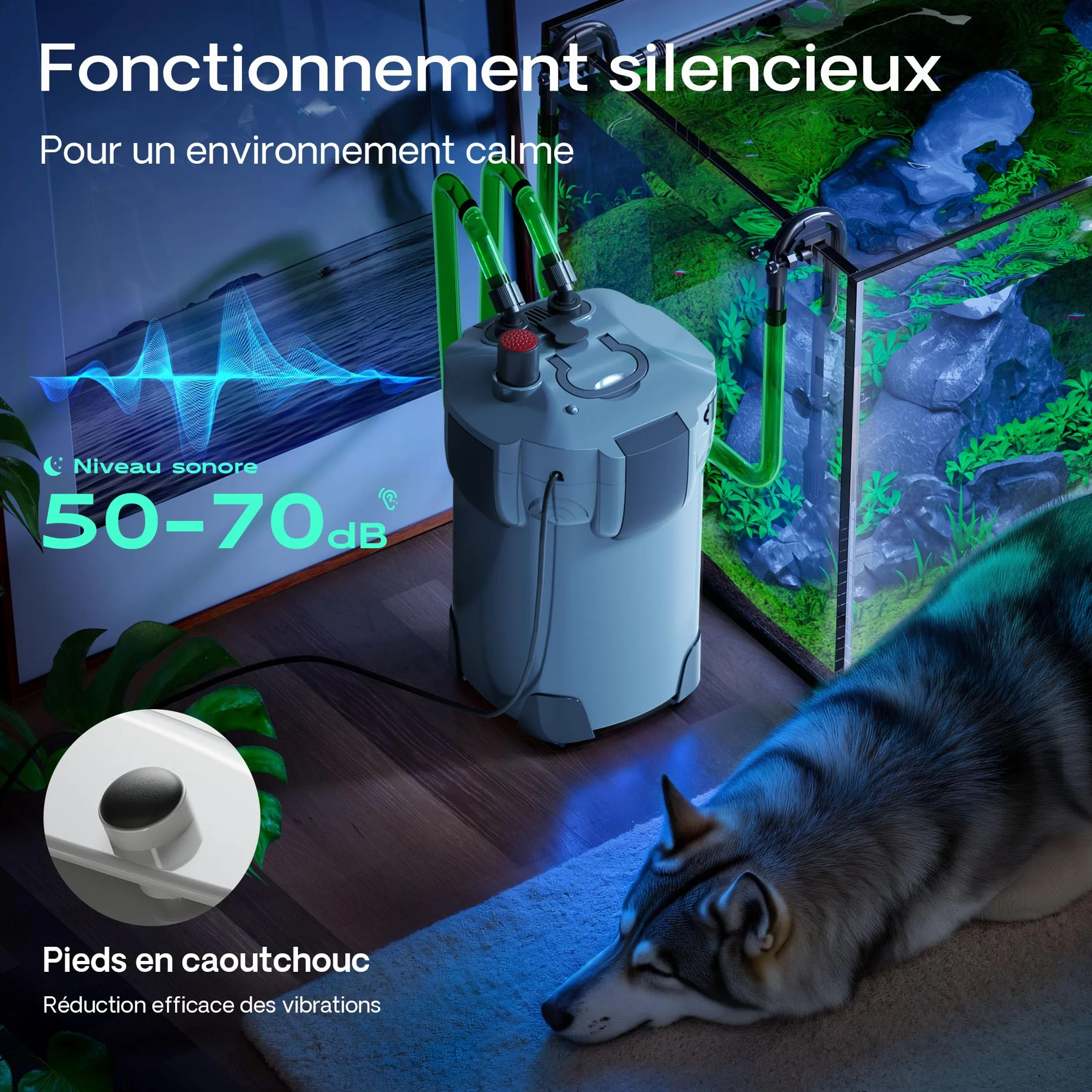 SunSun HW-404A Filtre extérieur pour Aquarium 2000 l/h 4 étapes de filtration Pompe 55 W