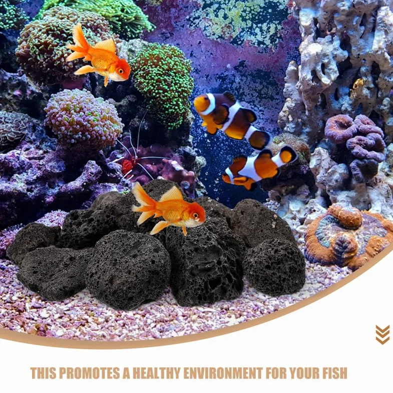 VOSAREA Pierre De Lave Noire pour Aquarium, Pierres Volcaniques Naturelles pour Aménagement Paysager Et Plantes, Roches Décoratives pour Jardin – Grand De Roches